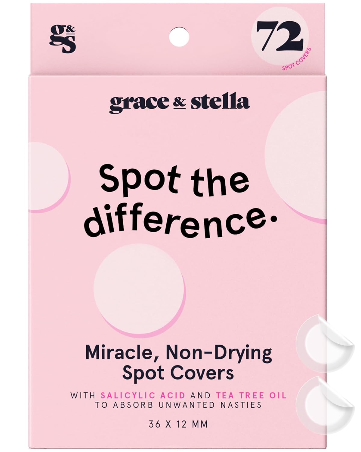 grace & stella Award Winning Pimple Patches For Face (Round, 72 Count) - Hydroco...