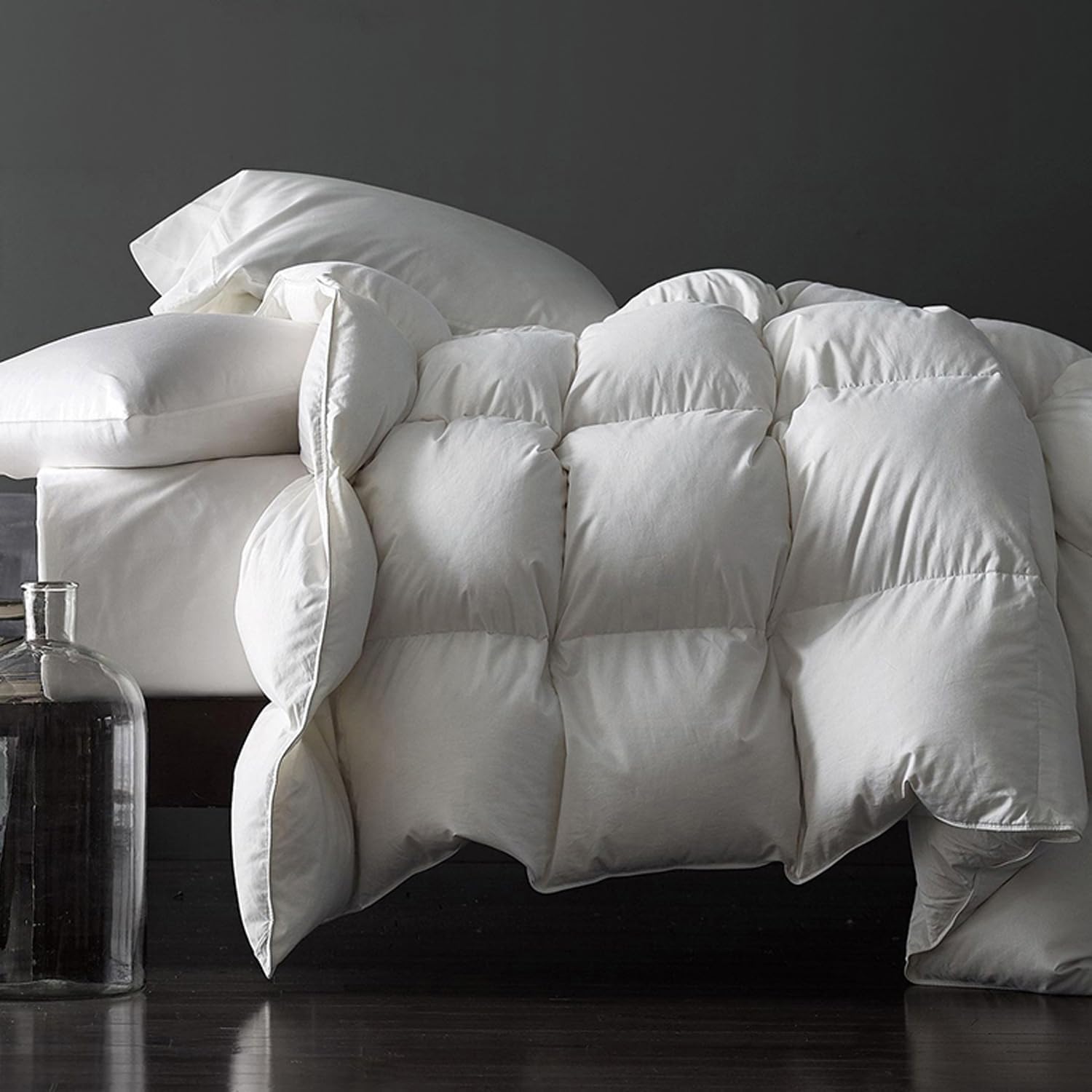 Royoliving Premium Feathers Down Comforter King Size White Heavyweight Thickened...