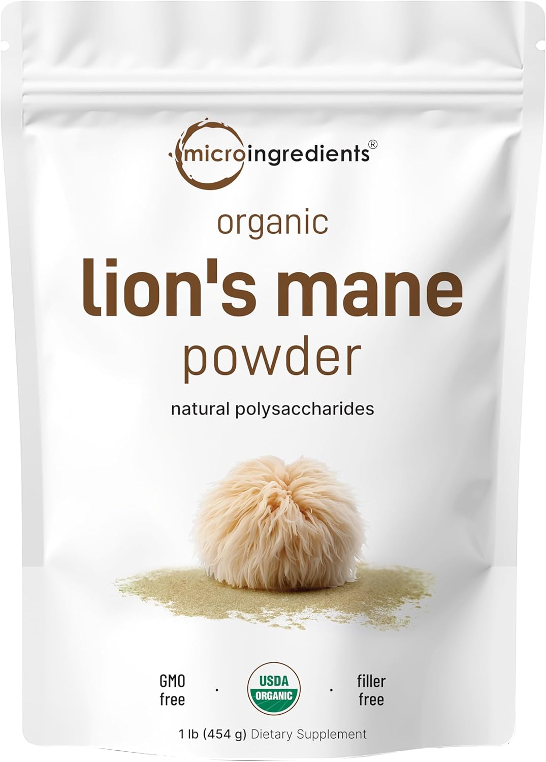 Micro Ingredients Organic Lions Mane Mushroom Supplement Powder, 16 Ounce | Natu...