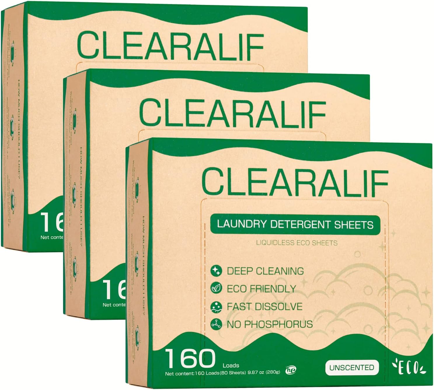CLEARALIF Laundry Detergent Sheets (480 Loads), Unscented,Great For Travel, Apar...