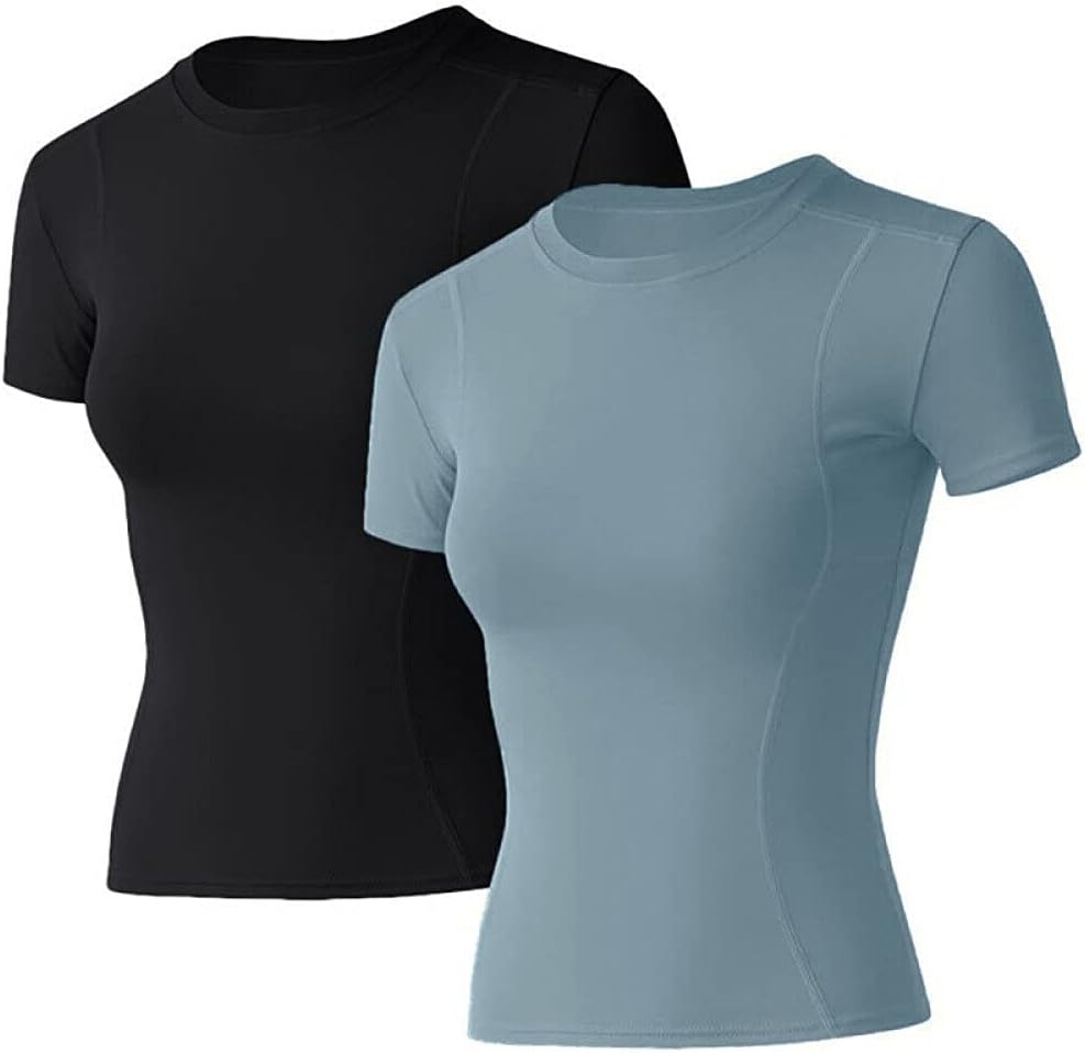 Loovoo Women Workout Shirts 1/2/3 Pack Athletic Compression Tee Dry Fit Yoga Gym...