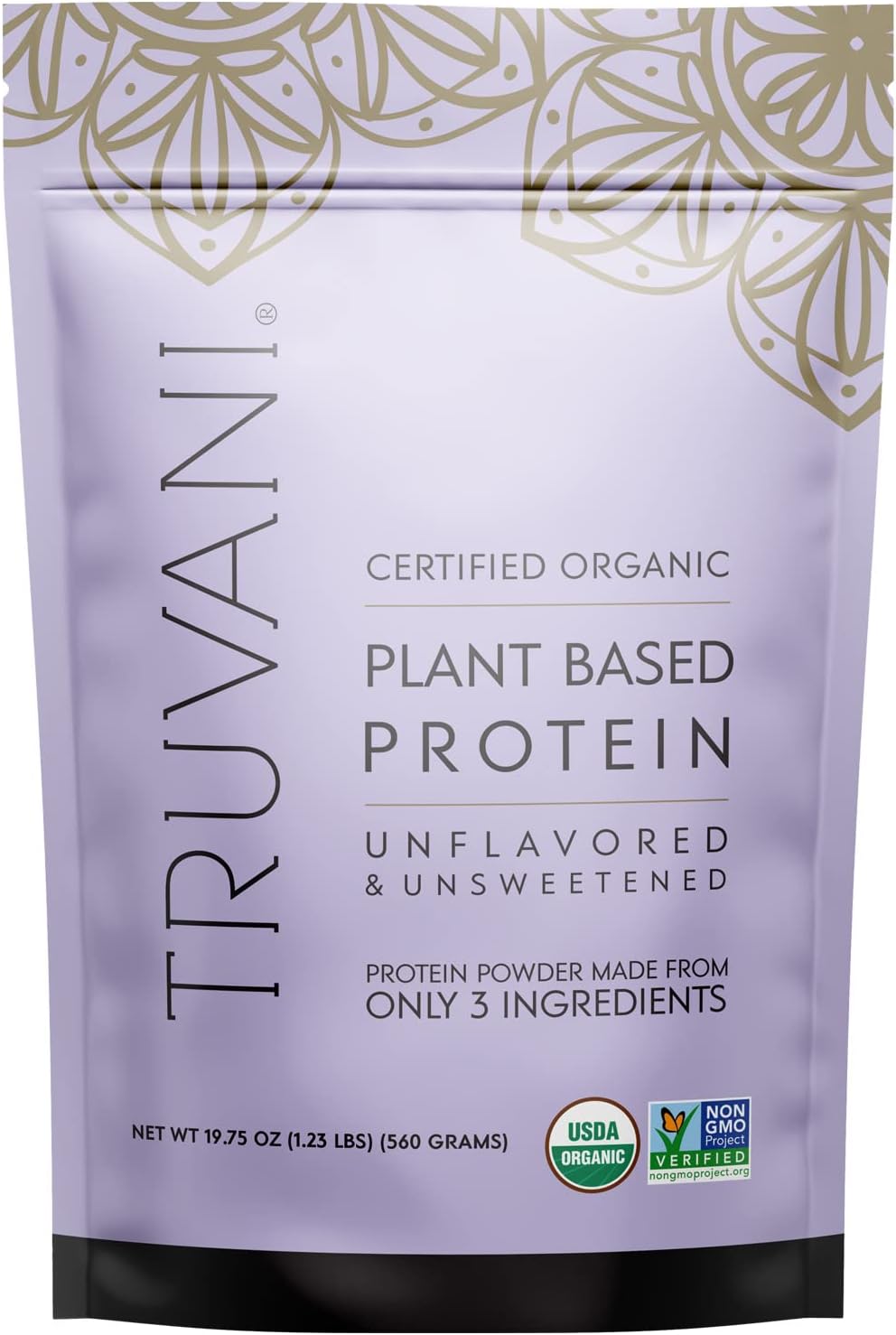 Truvani Vegan Pea Protein Powder | Unflavored | 20g Organic Plant Based Protein...