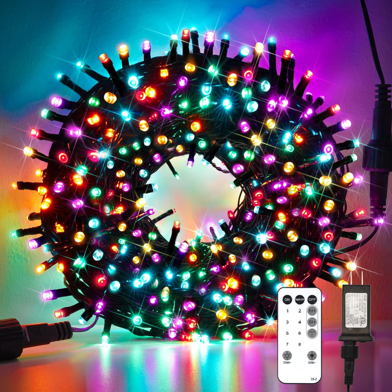 suddus 200 LED Multicolor Christmas Lights, 8 Modes Blinking Christmas Tree Ligh...