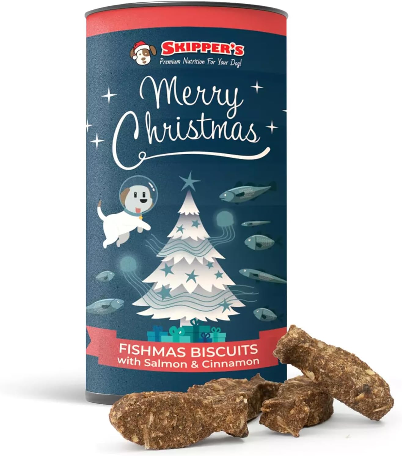 SKIPPER'S Christmas Fishmas Biscuits with Salmon & Cinnamon - Wheat-Gluten Free...