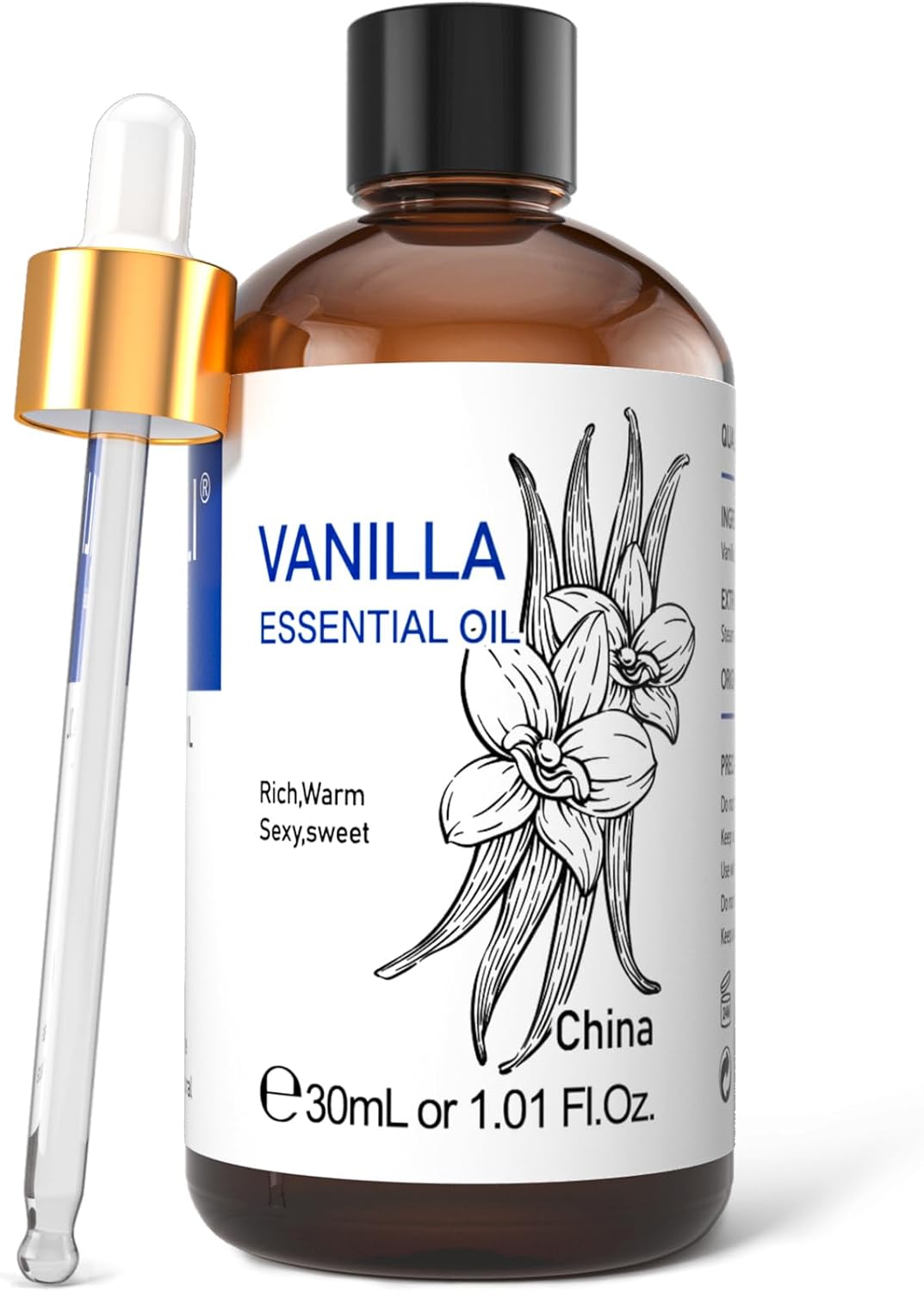 HIQILI 1 Fl Oz Vanilla Essential Oil, 100% Pure Natural Vanilla Oil for Skin, Di...