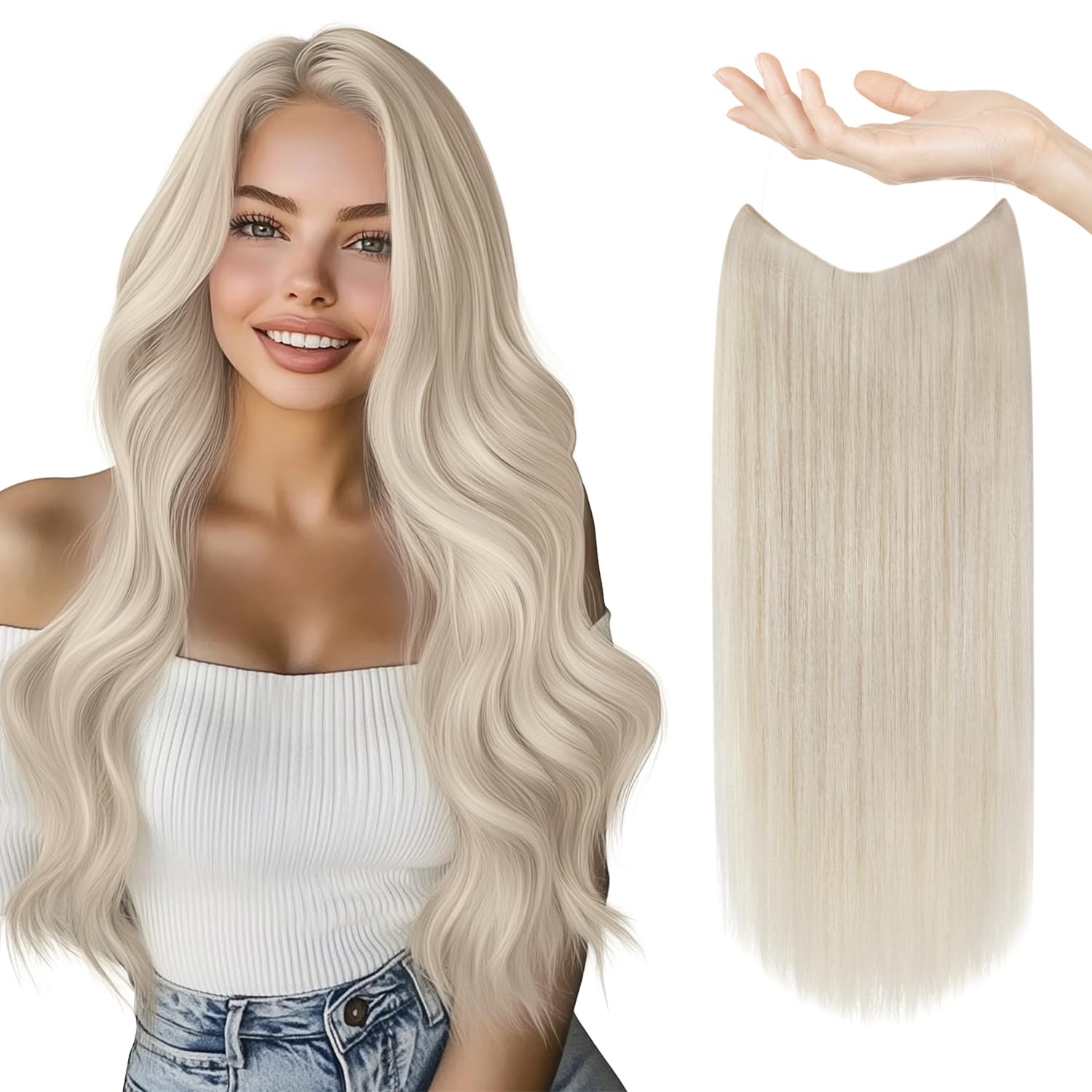 Sunny 24inch Blonde Wire Hair Extensions with Clip ins One Piece Hair Extensions...