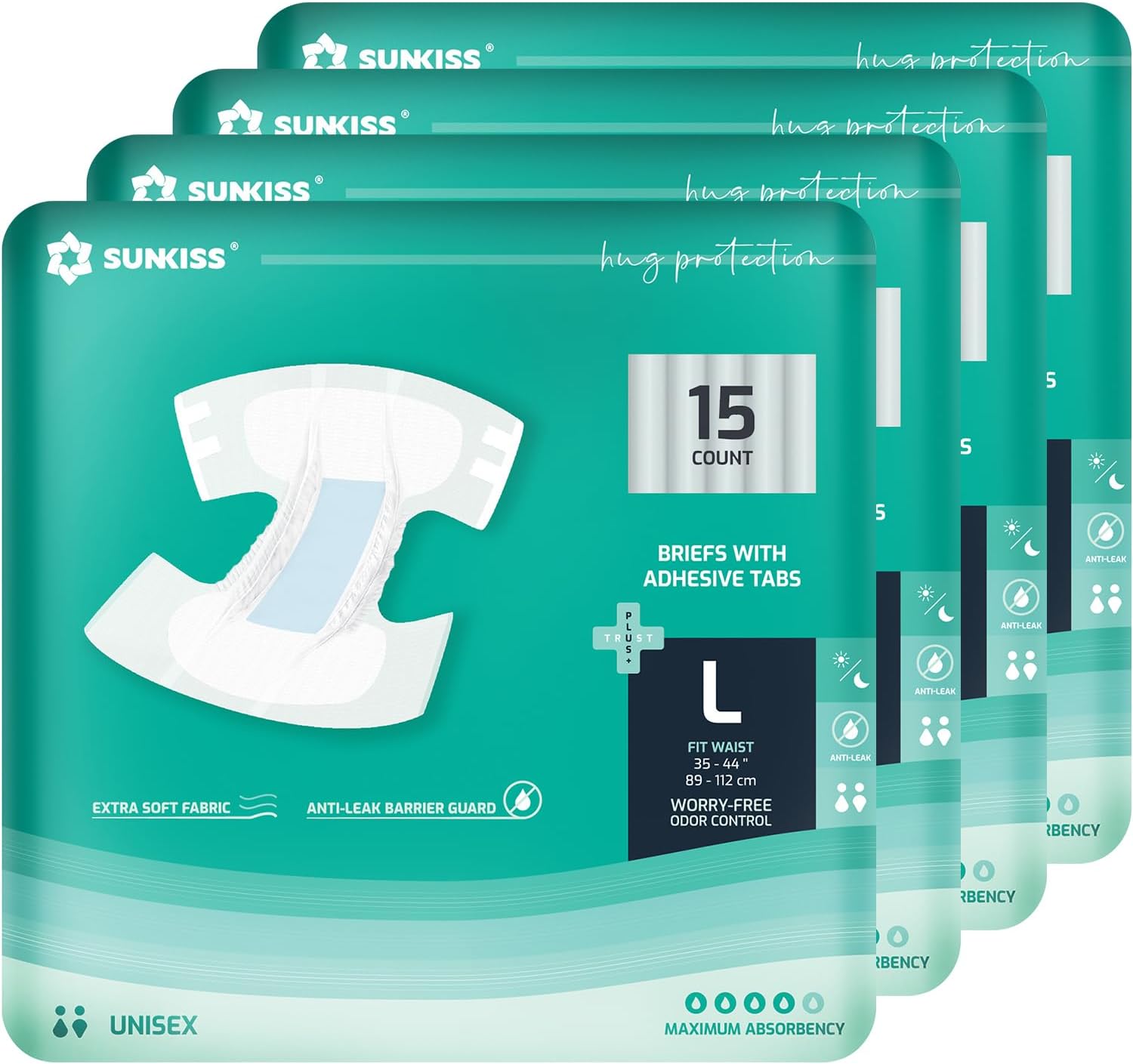 SUNKISS TrustPlus Adult Diapers with Maximum Absorbency, Disposable Incontinence...