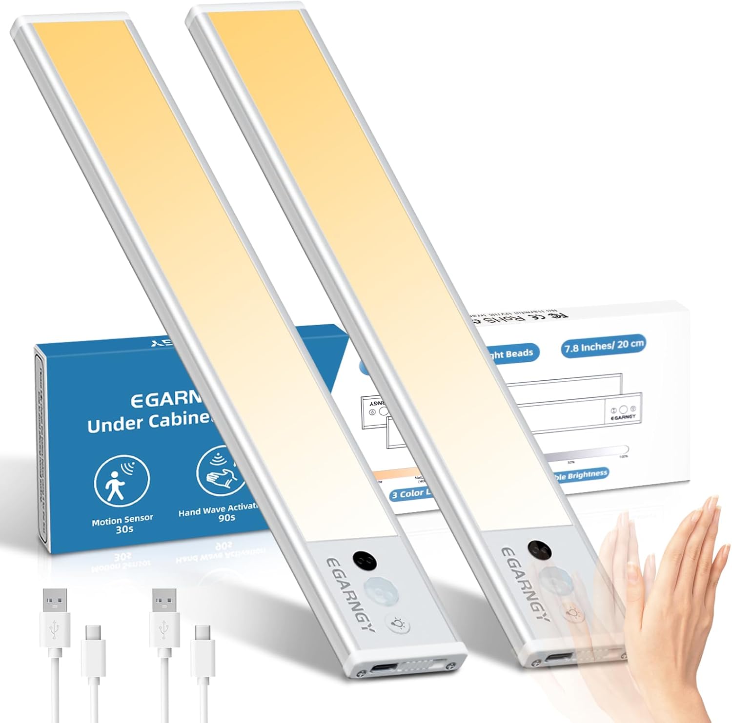 EGARNGY Under Cabinet Kitchen Lights, Special Under Cabinet Lights with 72 LED/3...