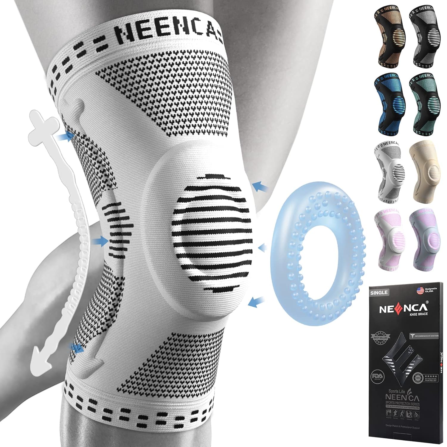 NEENCA Professional Knee Brace for Pain Relief, Medical Knee Support with Patell...