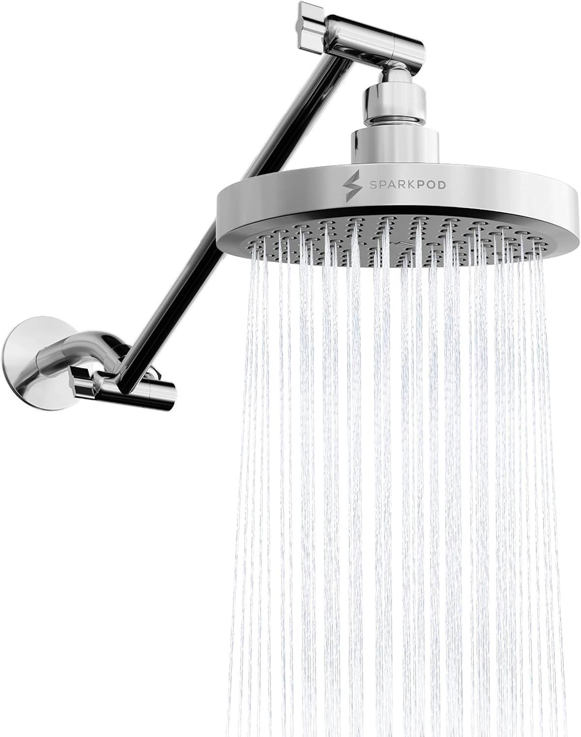 SparkPod Round Rain Shower Head with Shower Head Extension Arm - High Pressure R...