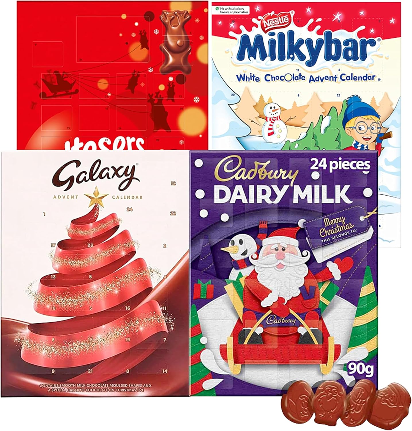 Chocolate Advent Calendar 2024 for Kids - 4 Different 24 Days Christmas Countdow...