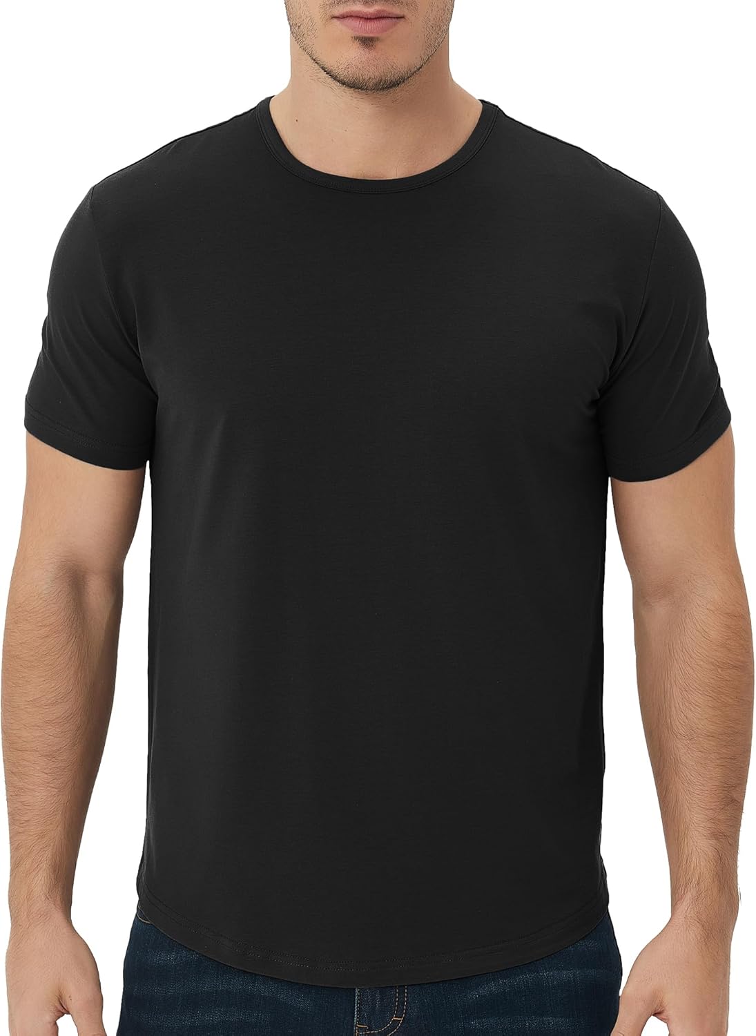 netdraw Men's Ultra Soft Bamboo Viscose T-Shirt Curve Hem Lightweight Cooling Sh...