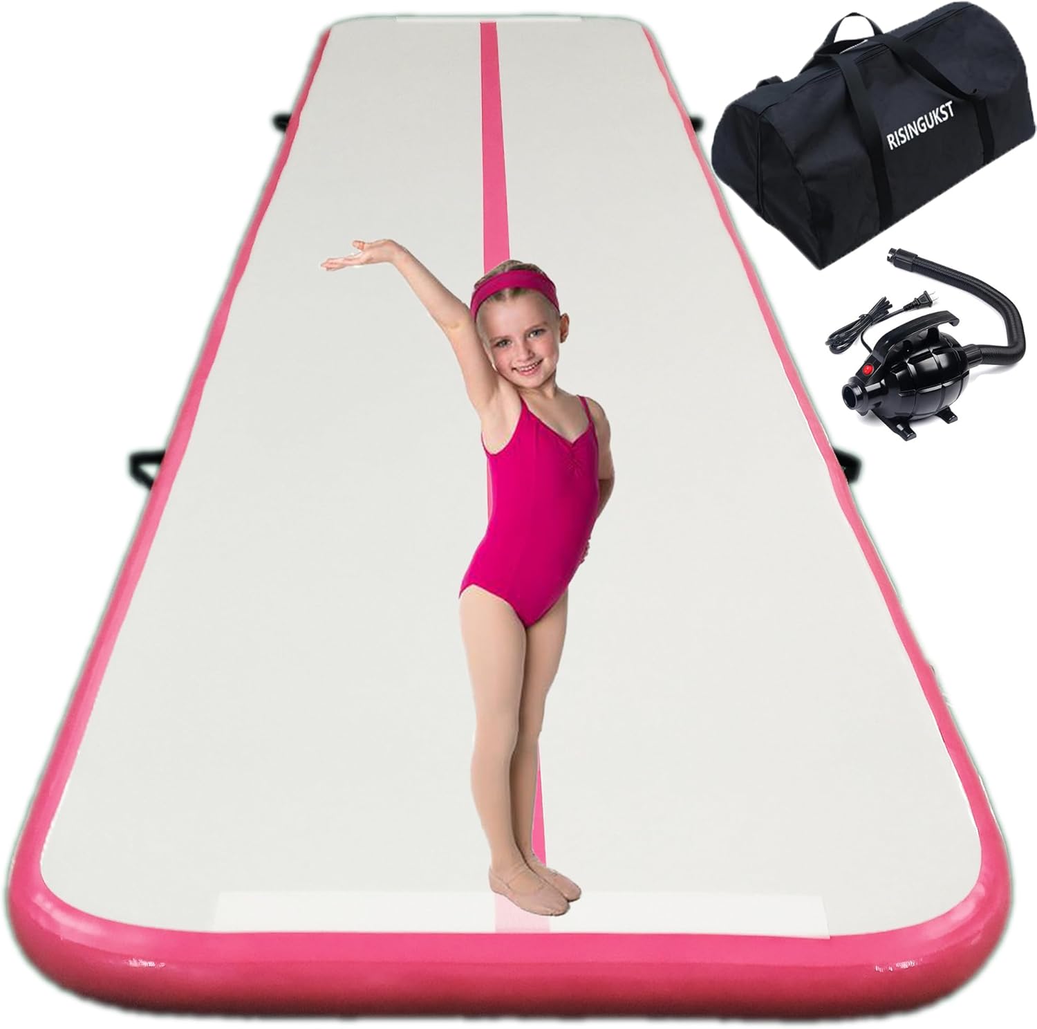 RISINGUKST Air Gymnastics Track Tumbling Mat, Inflatable Training Mats 6.6ft 10f...