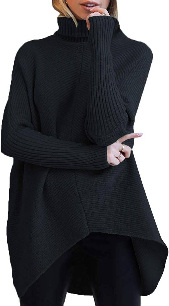 ANRABESS Womens Oversized Turtleneck Batwing Long Sleeve Casual Cozy Baggy Knit...