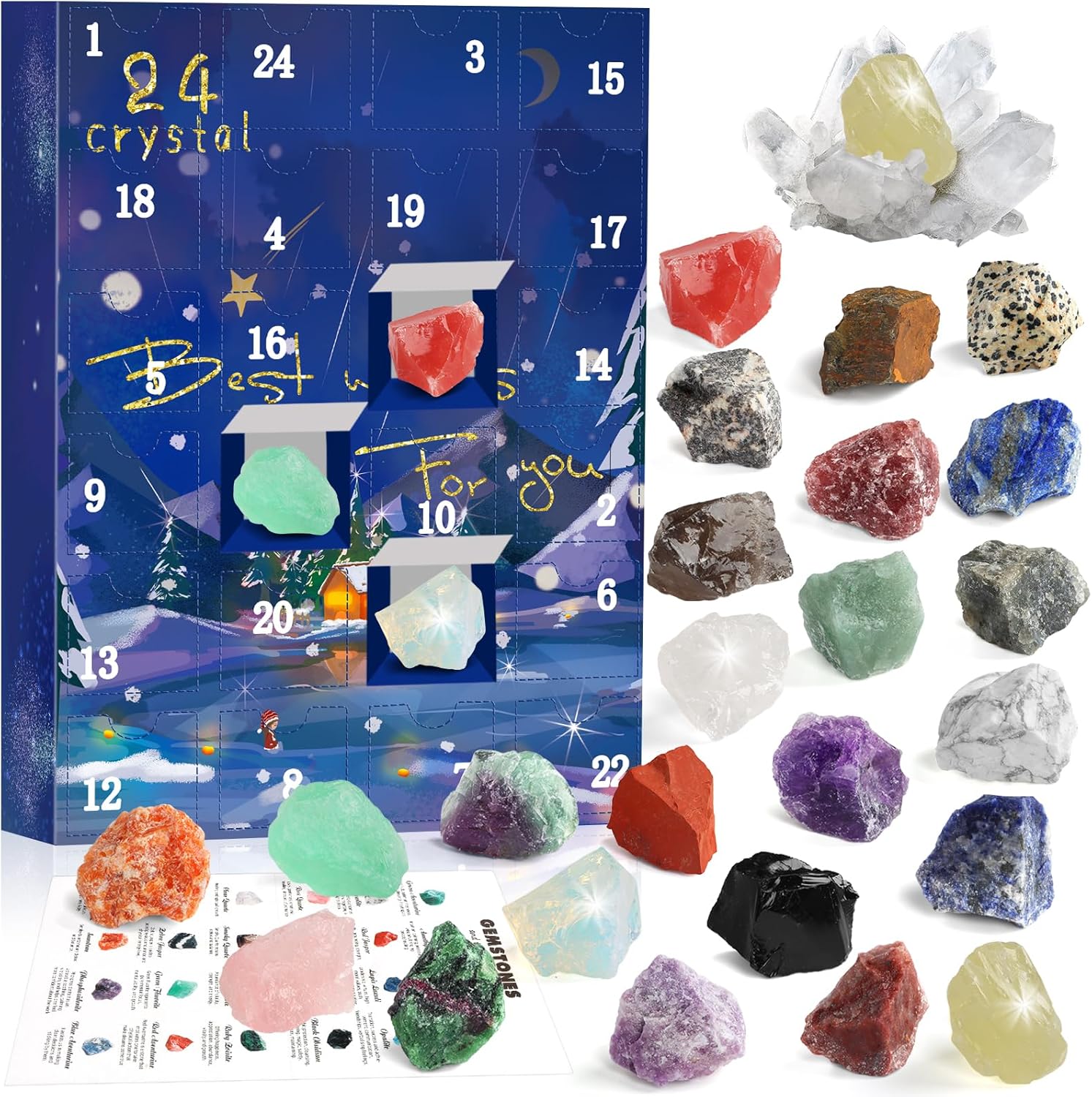 RAMXCION Crystal Advent Calendar 2024 for Kids,24 Days Natural Crystals Minerals...