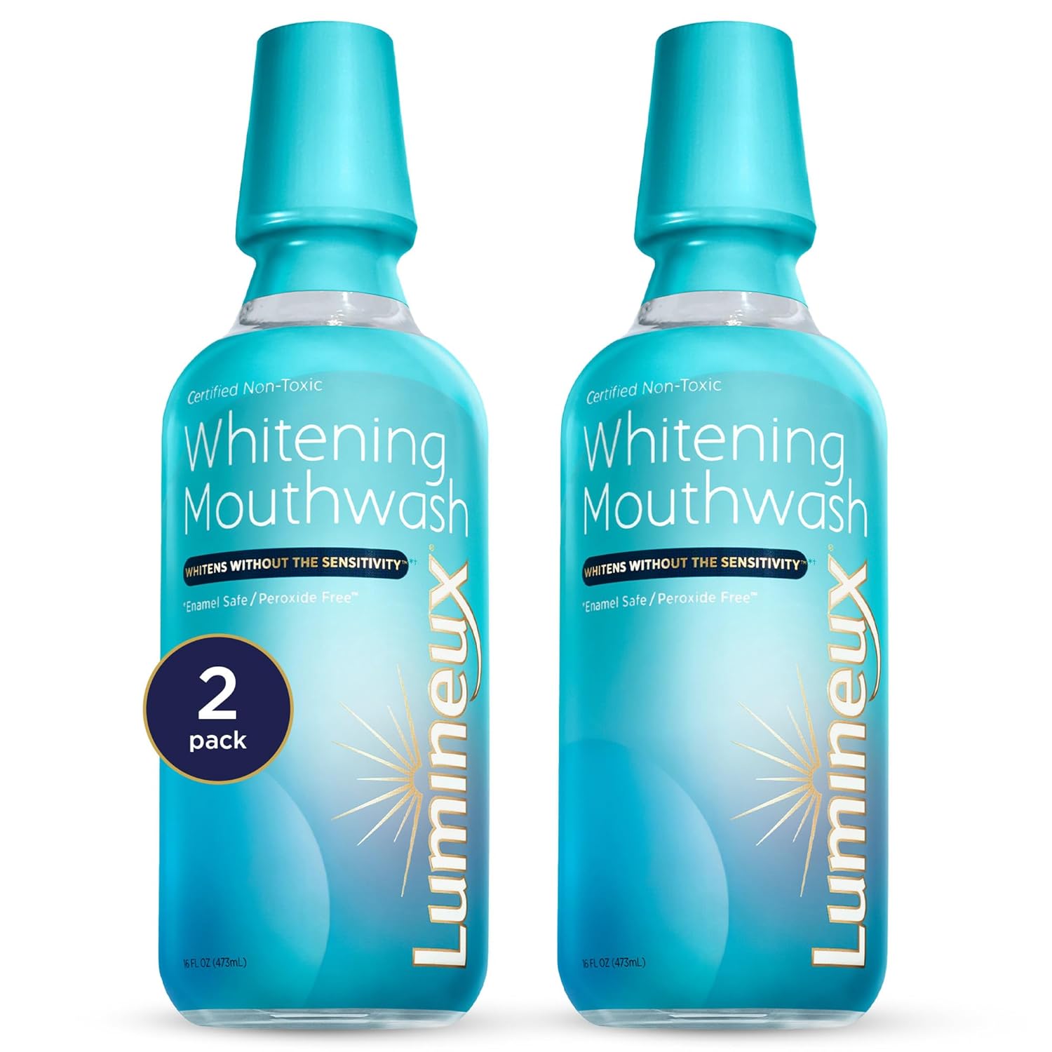 Lumineux Teeth Whitening Mouthwash, 16 Oz. 2 Pack - Peroxide Free - Enamel Safe...