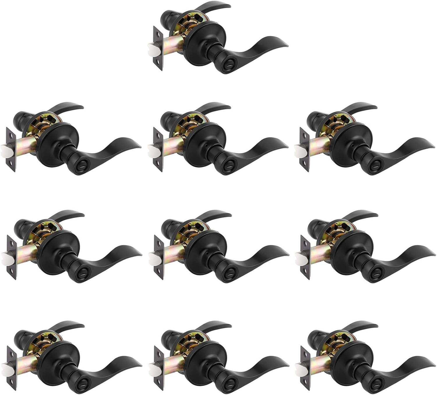 Gobrico 10 Pack Black Interior Door Handles Privacy Locks Levers Bed/Bath Levers...