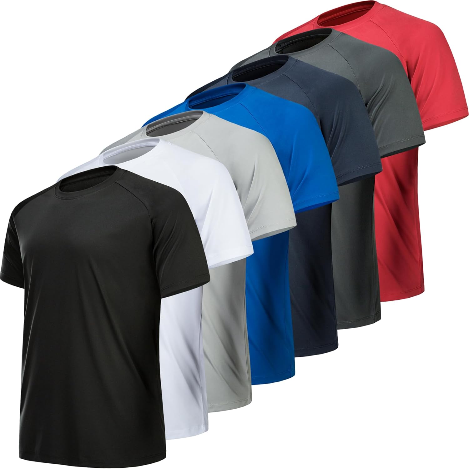 5/7 Pack Workout Shirts for Men Quick Dry Moisture Wicking Mens Gym Shirts Athle...