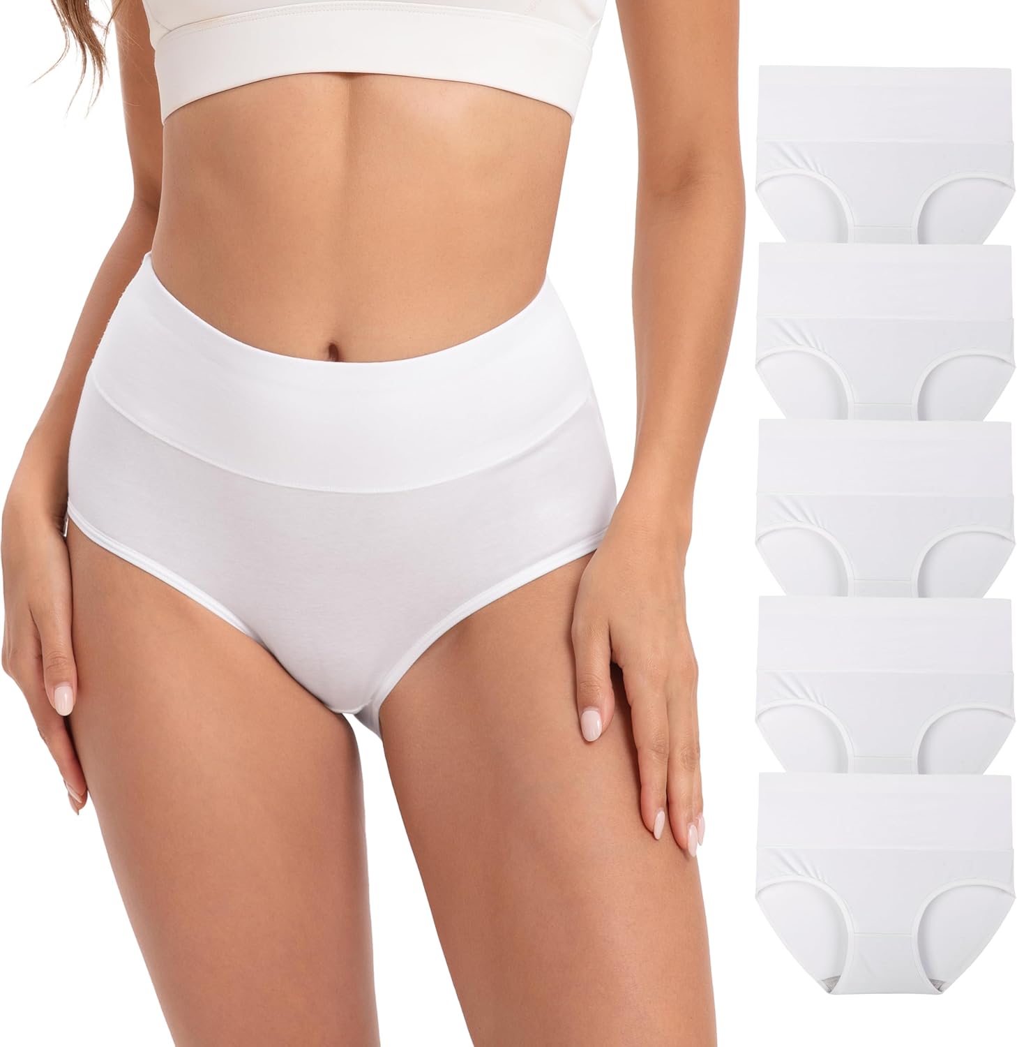 INNERSY Underwear for Women High Waisted Knickers Stretchy Cotton Panties Ladies...
