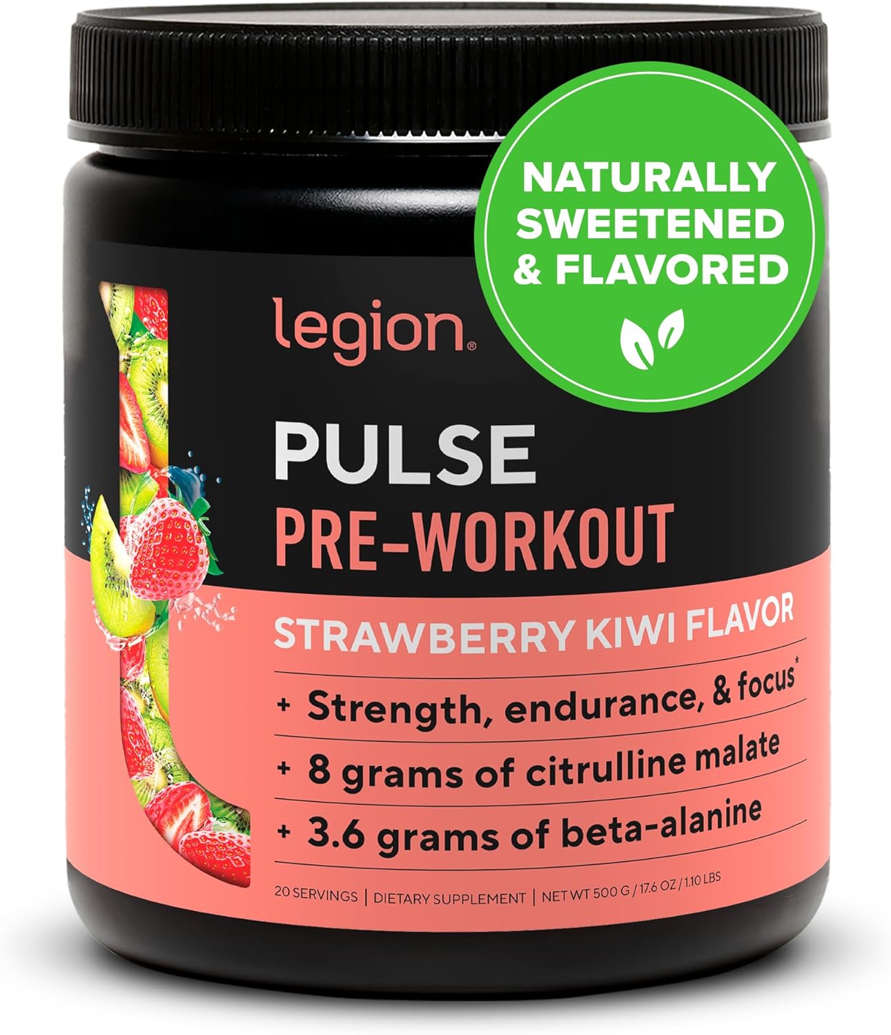 LEGION- All Natural Nitric Oxide Preworkout Drink to Boost Energy, Creatine Free...