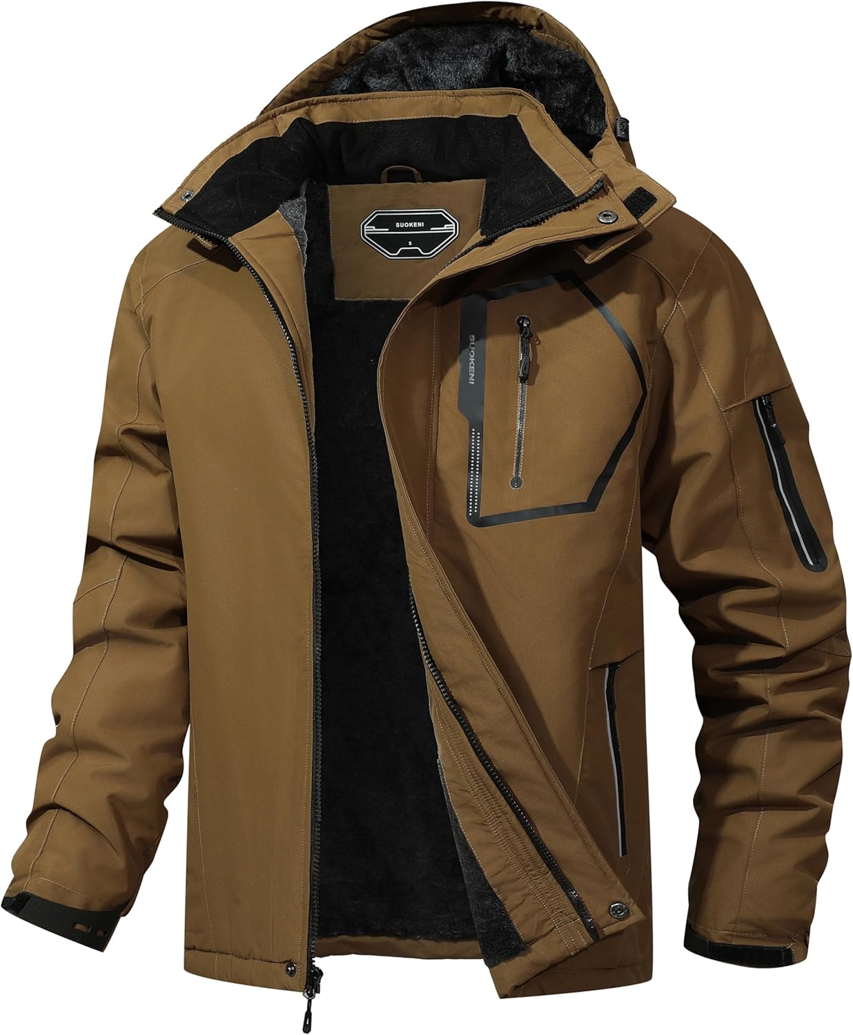 Men's Ski Jacket Winter Warm Snow Coat Waterproof Windbreaker Hooded Work Outerw...