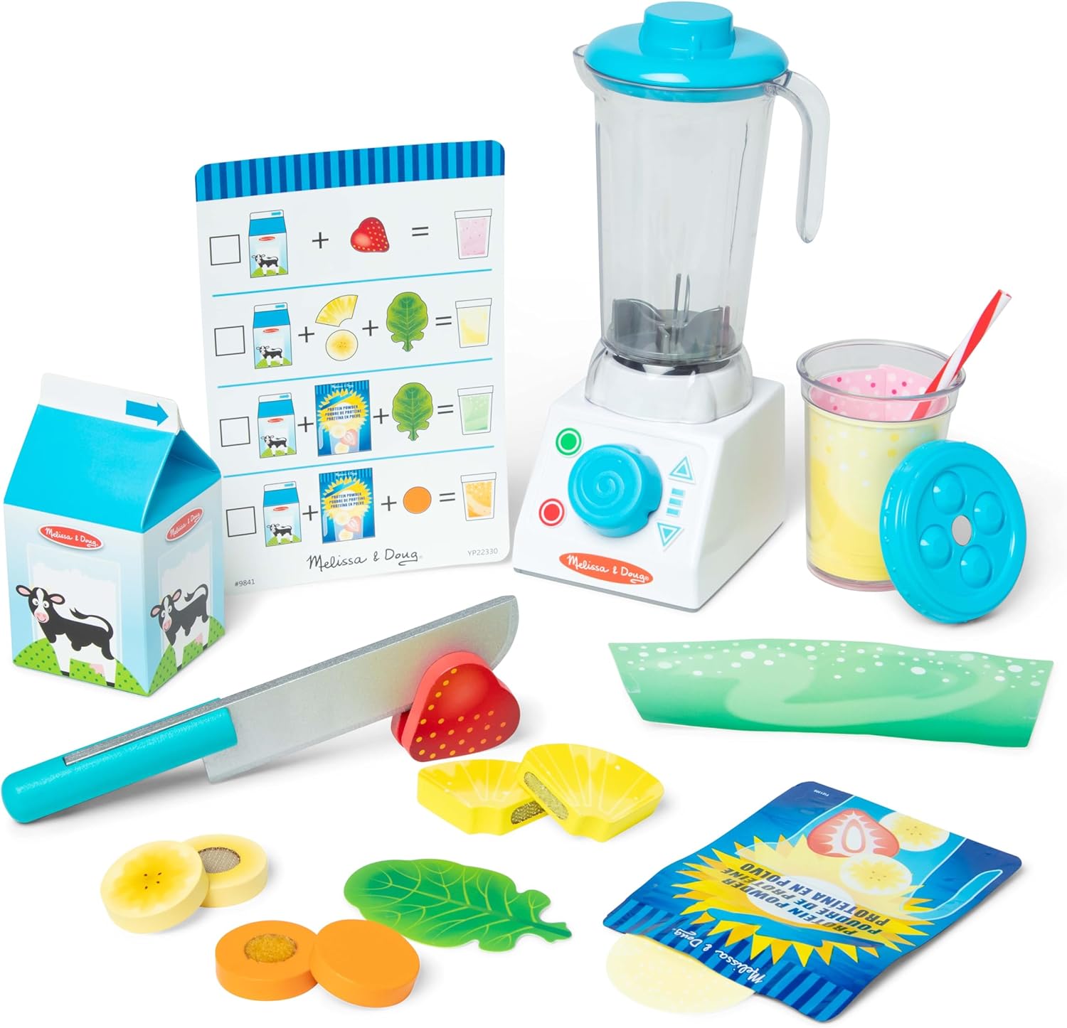 Melissa & Doug Smoothie + Shakes Blender Set | Toddler toys | Wooden toys | Toy...