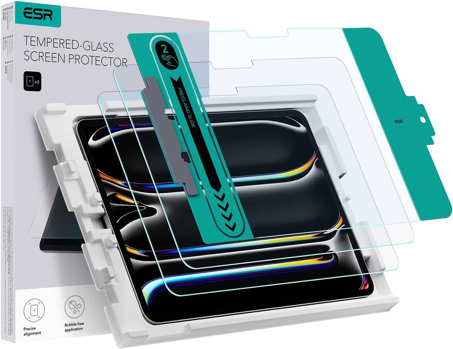 ESR 2 Pack Screen Protector for iPad Pro 13 Inch M4 2024, Tempered Glass Film wi...