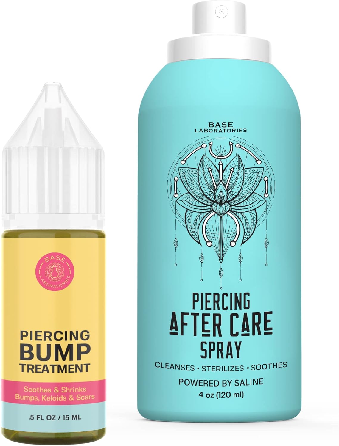 Base Labs Piercing Cleaning Solution Kit | Piercing Aftercare Spray (4oz) + Pier...