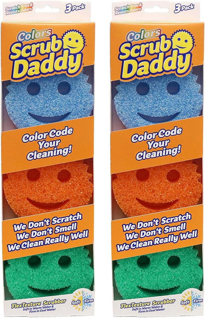 Scrub Daddy Color Sponge - Scratch-Free Multipurpose Dish Sponge Color Variety P...