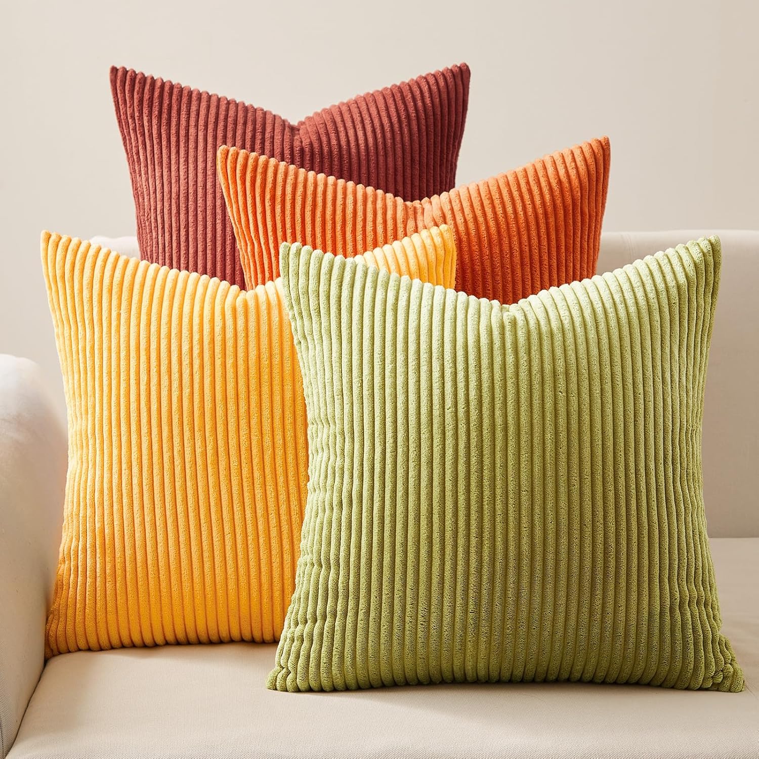 Topfinel Fall Burnt Orange Decorative Throw Pillows Covers 18x18 Inch Set of 4,Y...