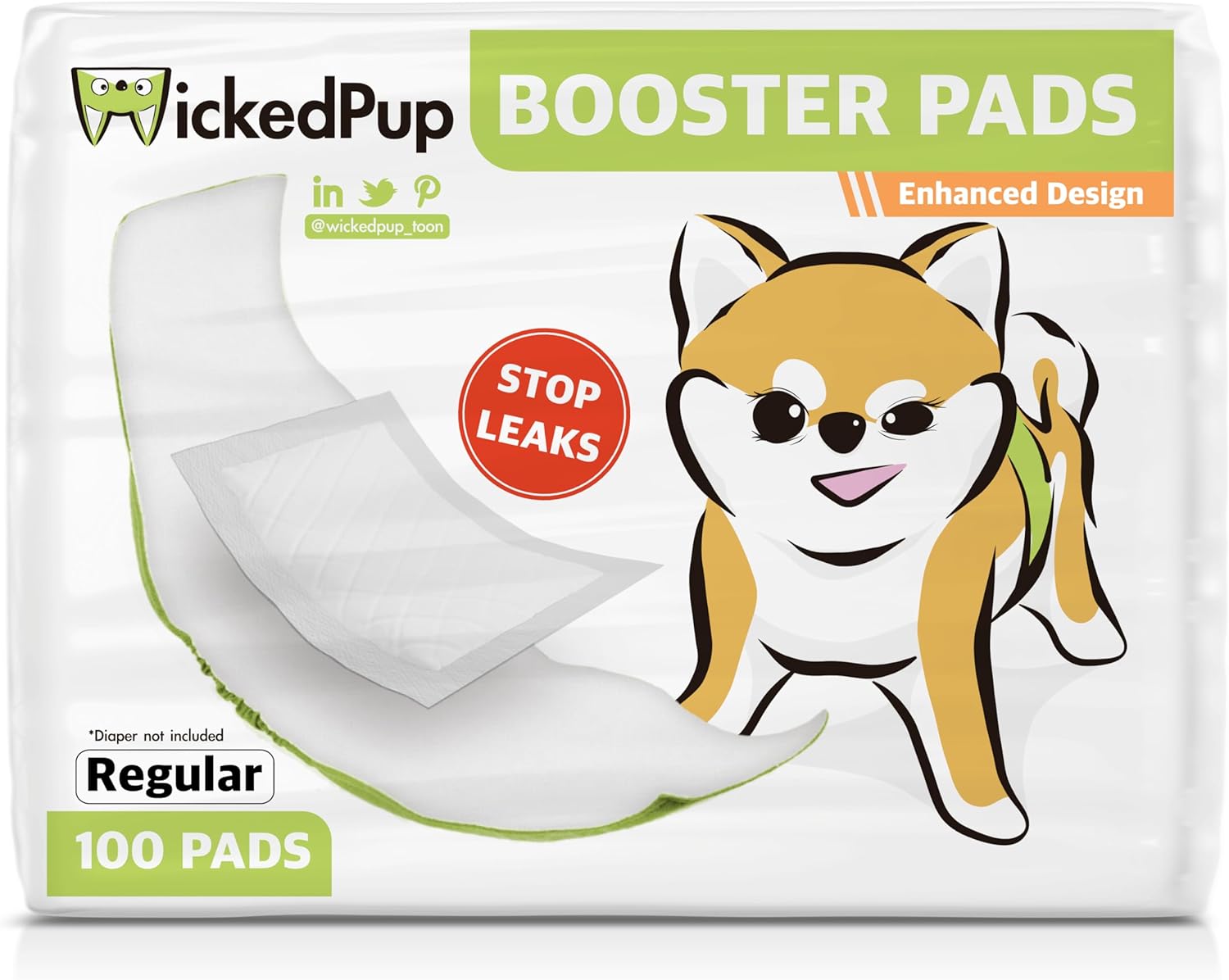 Premium WICKEDPUP Dog Diaper Liners Booster Pads, Innovative Diaper Liners for M...