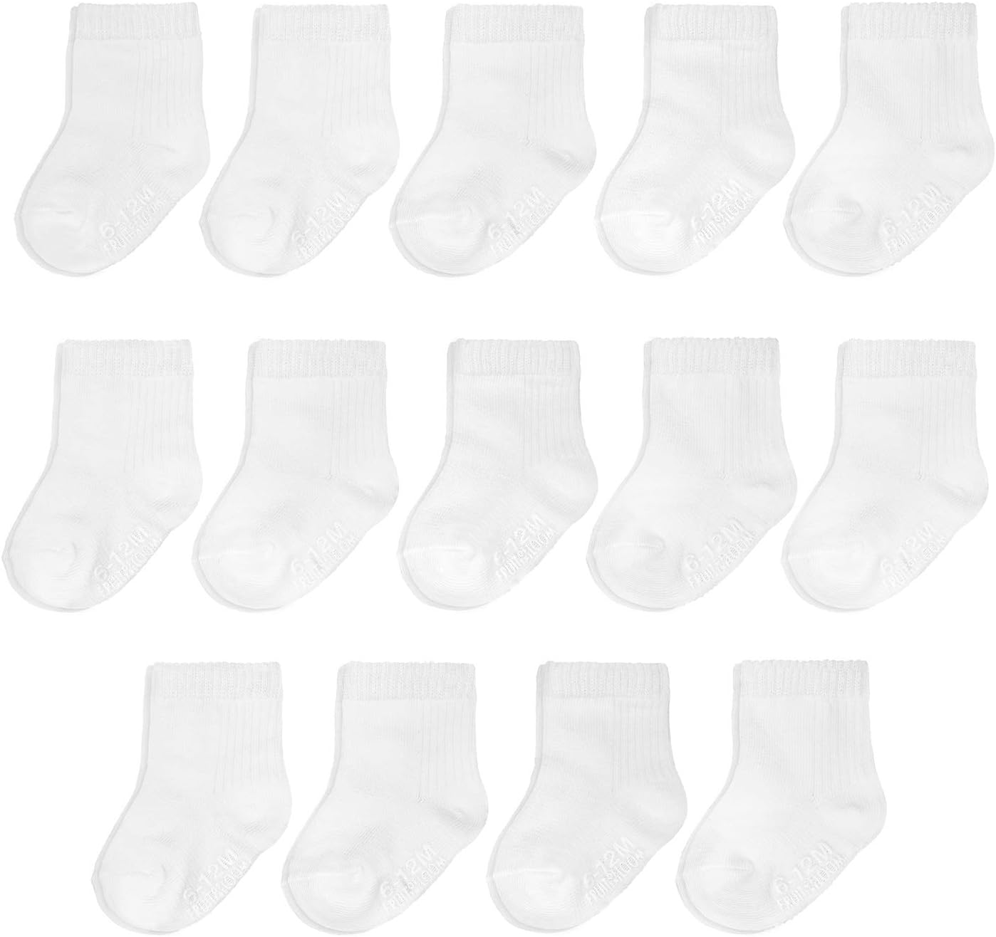 Fruit of the Loom Baby 14-Pack Grow & Fit Flex Zones Cotton Stretch Socks - Unis...