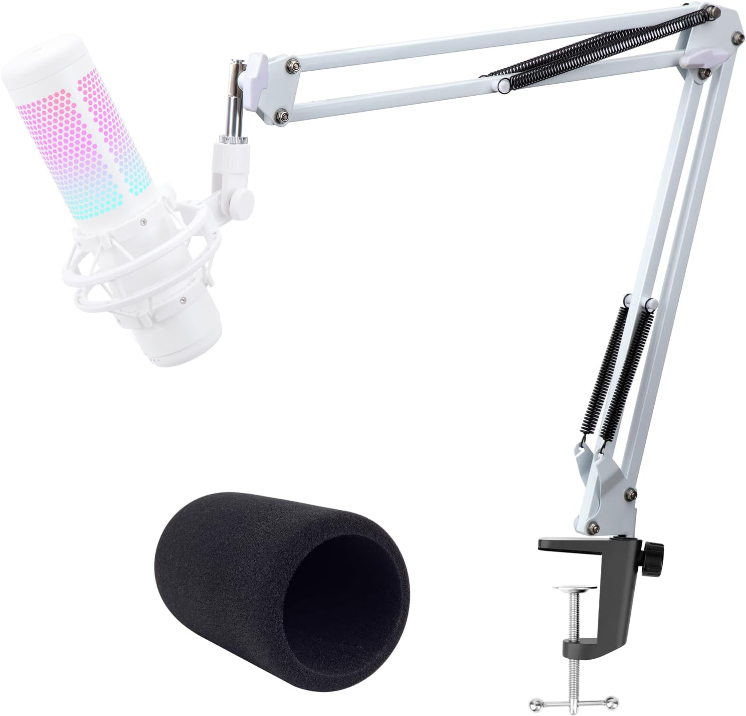 QuadCast Boom Arm White - Professional Studio Mic Arm with Microphone Cover Foam...