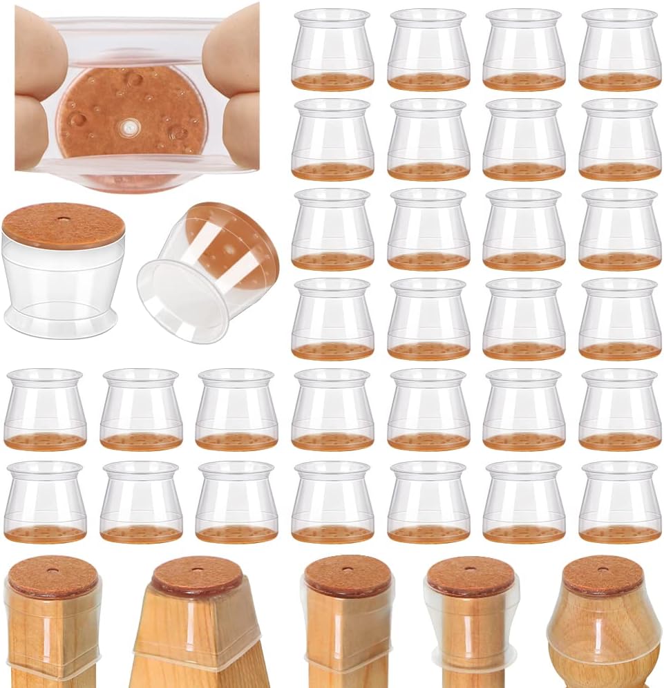 32 Pcs Chair Leg Floor Protectors for Hardwood Floors Silicone Covers to Protect...