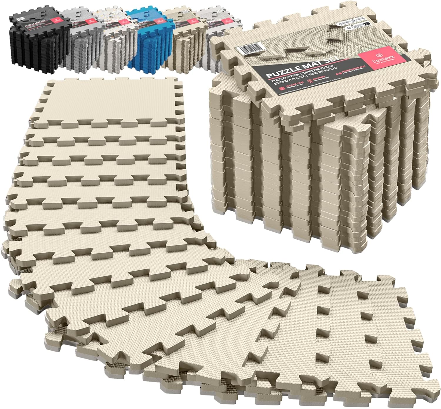 Interlocking Soft Foam Floor Mat - 18 Pieces Protective Gym Flooring Set, Exerci...