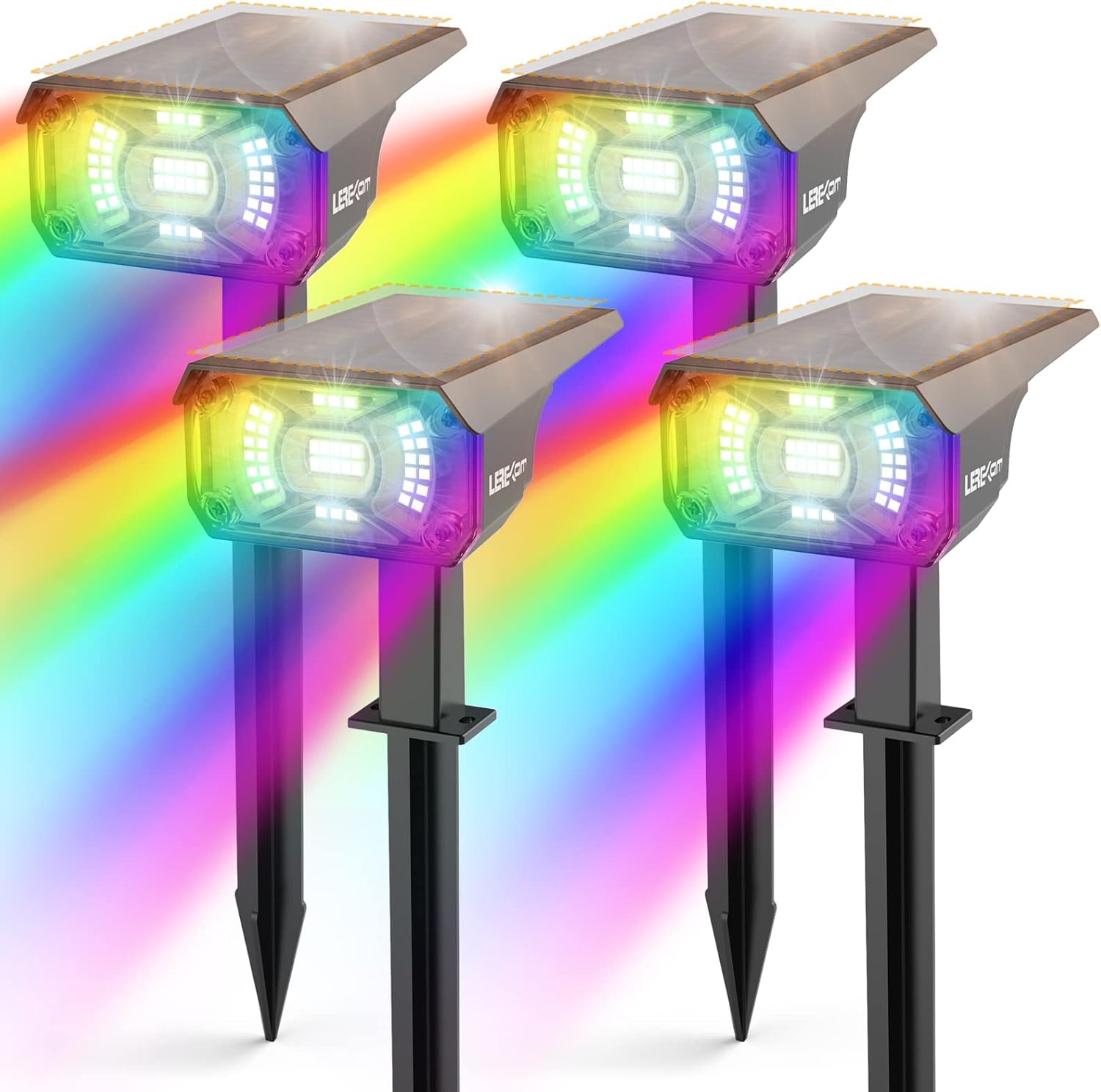 Color Solar Lights Outdoor Waterproof Spotlights with 9 Light Modes, Color Chang...