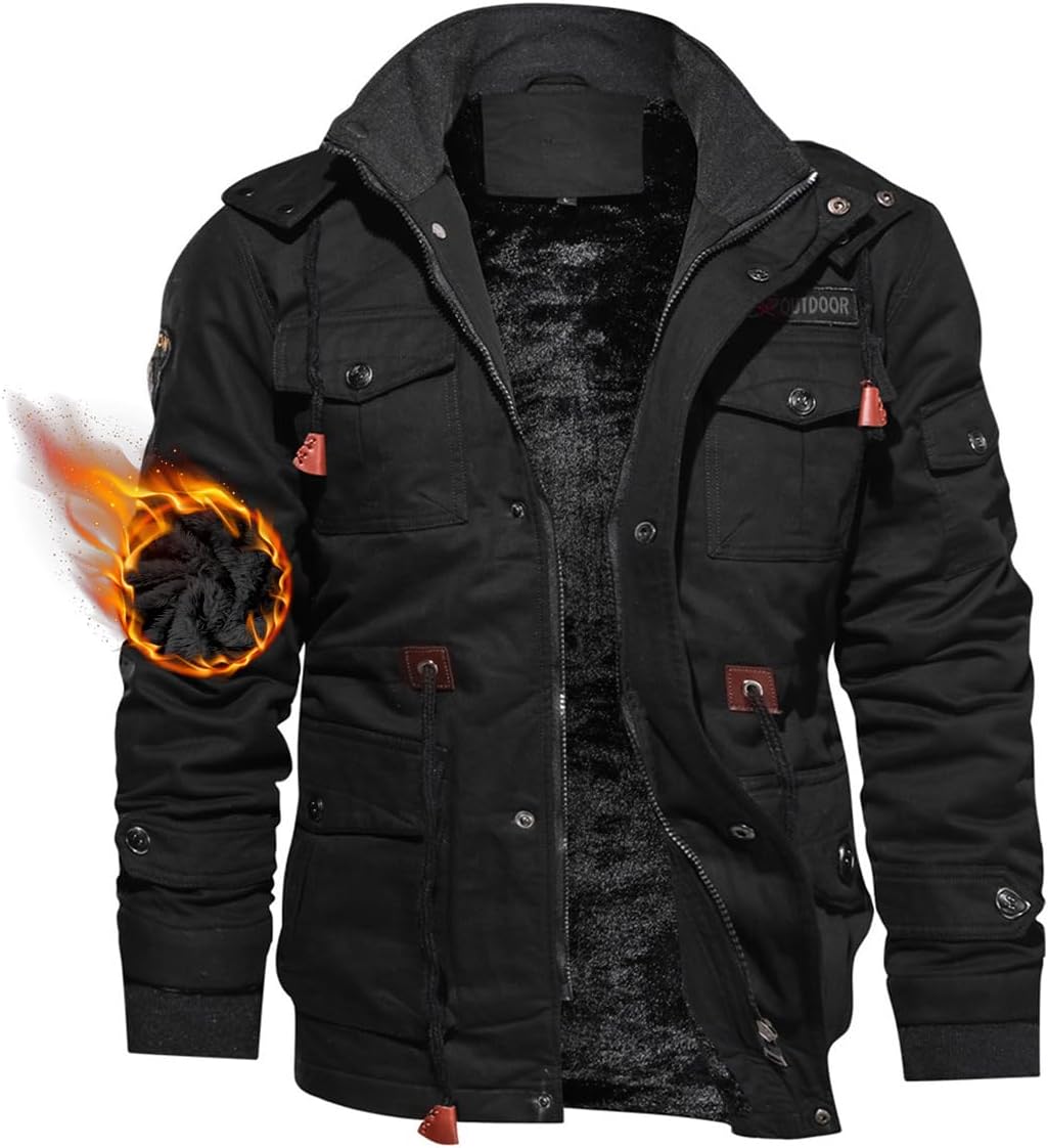 TACVASEN Men's Winter Jacket Cotton Military Jackets Fleece Lined Thick Work Coa...