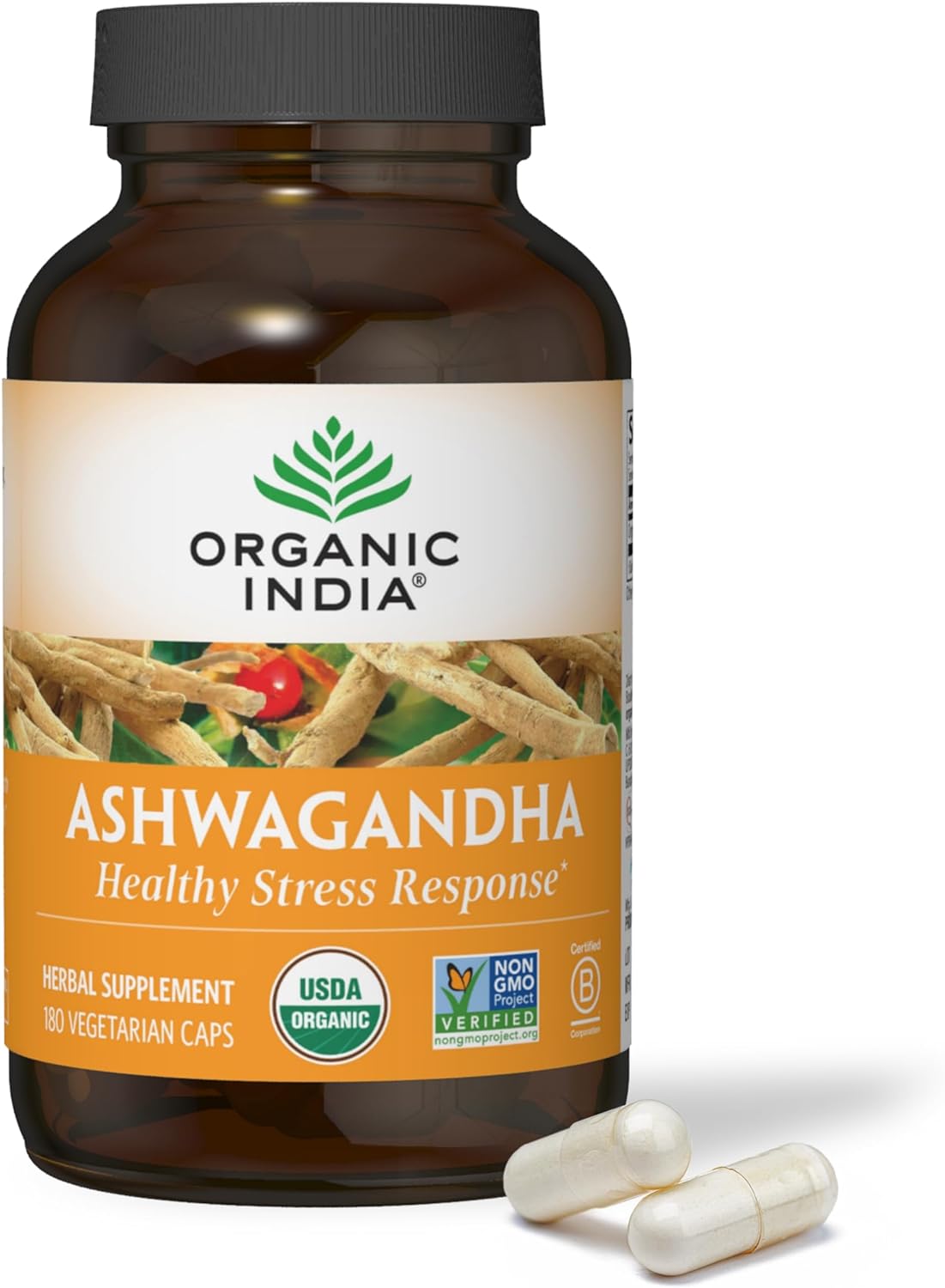 ORGANIC INDIA Ashwagandha Capsules - Organic Ashwagandha Supplement - Vegan Ashw...
