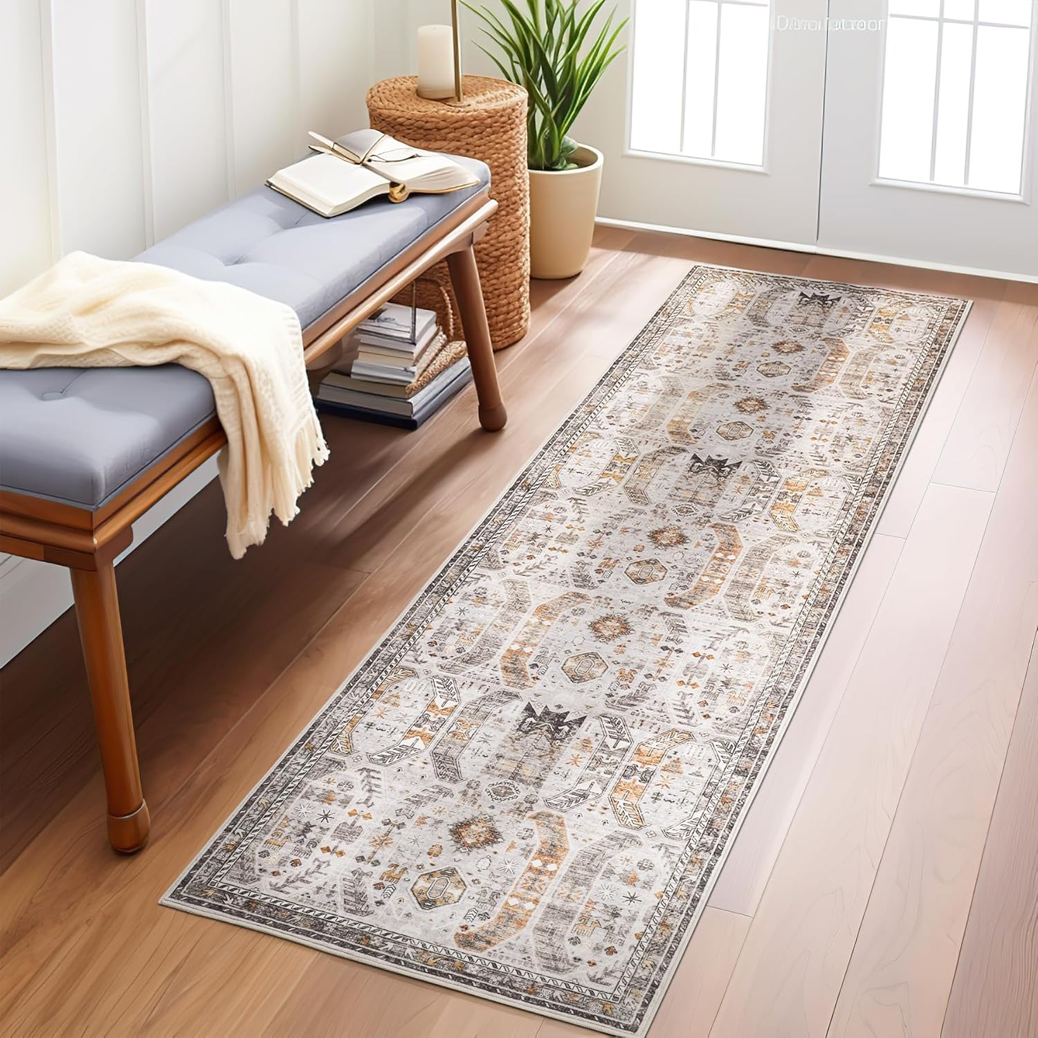 Madane Kitchen Runner Rug - 2x7 Runner Rugs with Rubber Backing Non Slip Vintage...