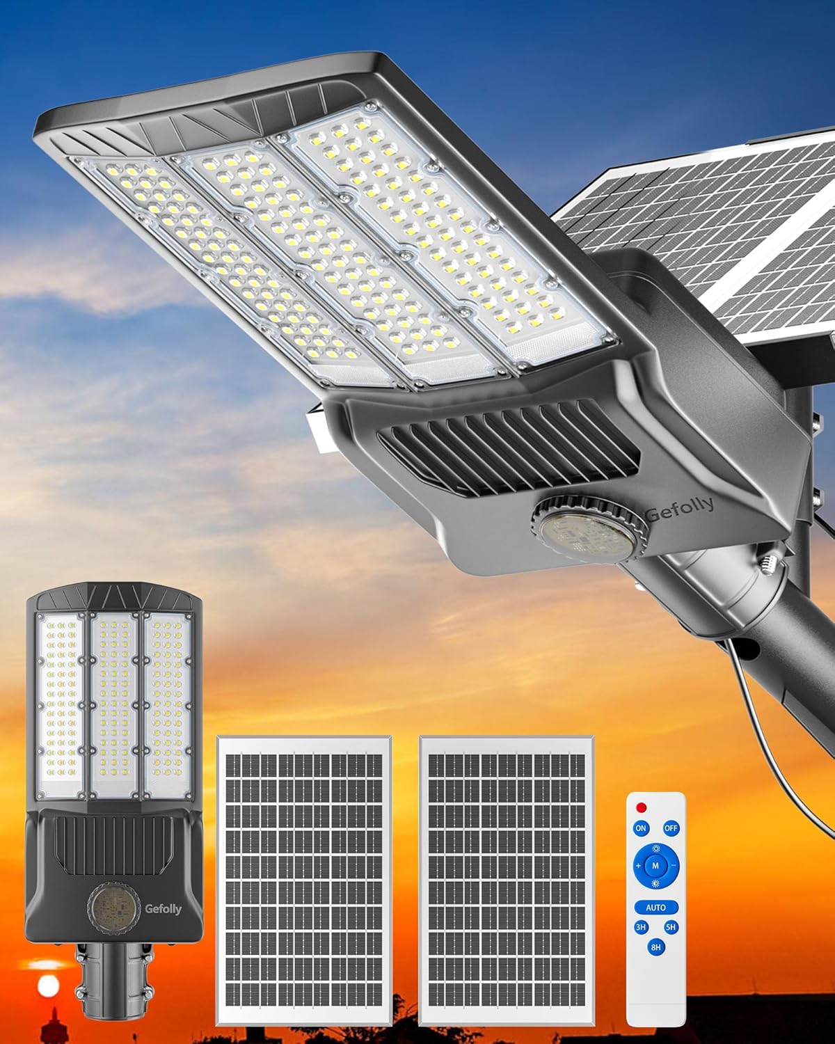 SL-8800W Solar Street Lights Outdoor, 550000LM Commercial Parking Lot Light Dusk...