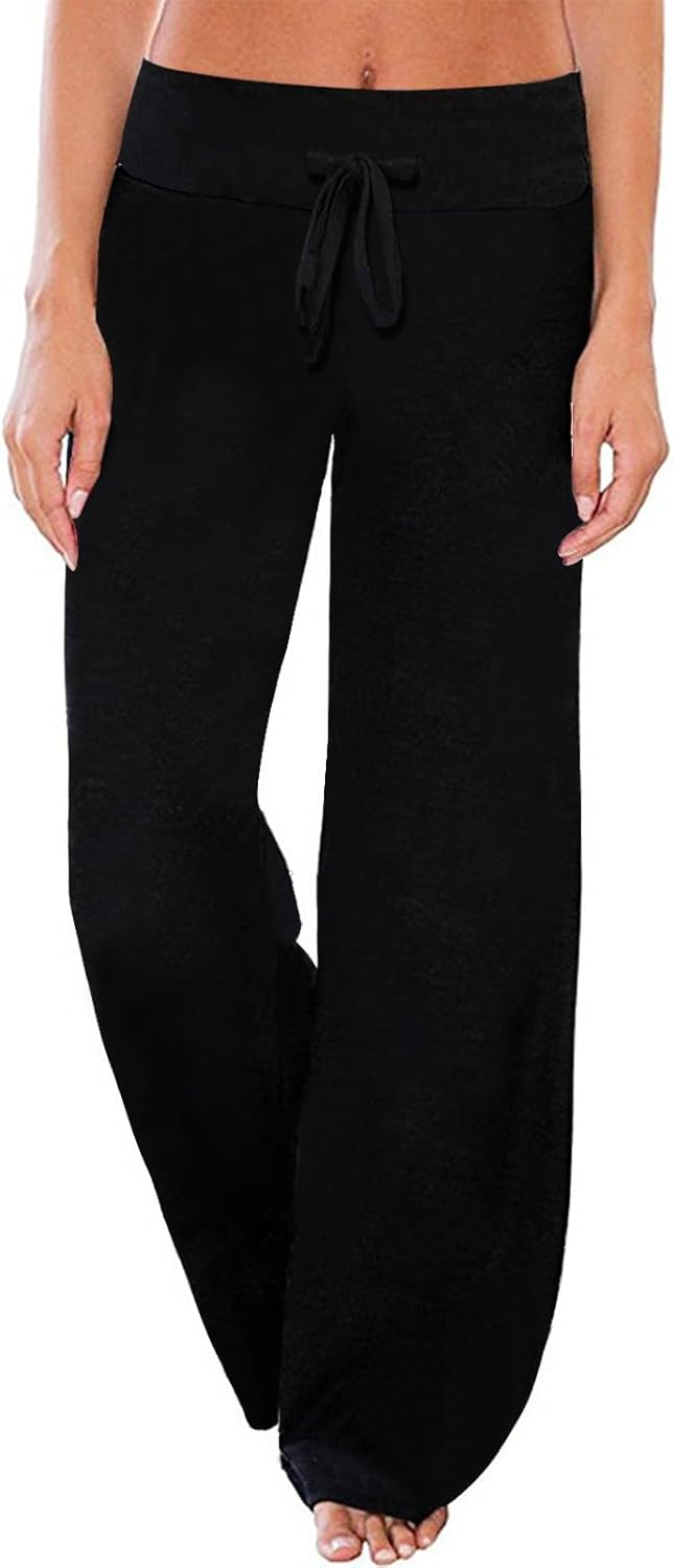 AMiERY Women's Comfy Casual Pajama Pants Floral Print Drawstring Palazzo Lounge...