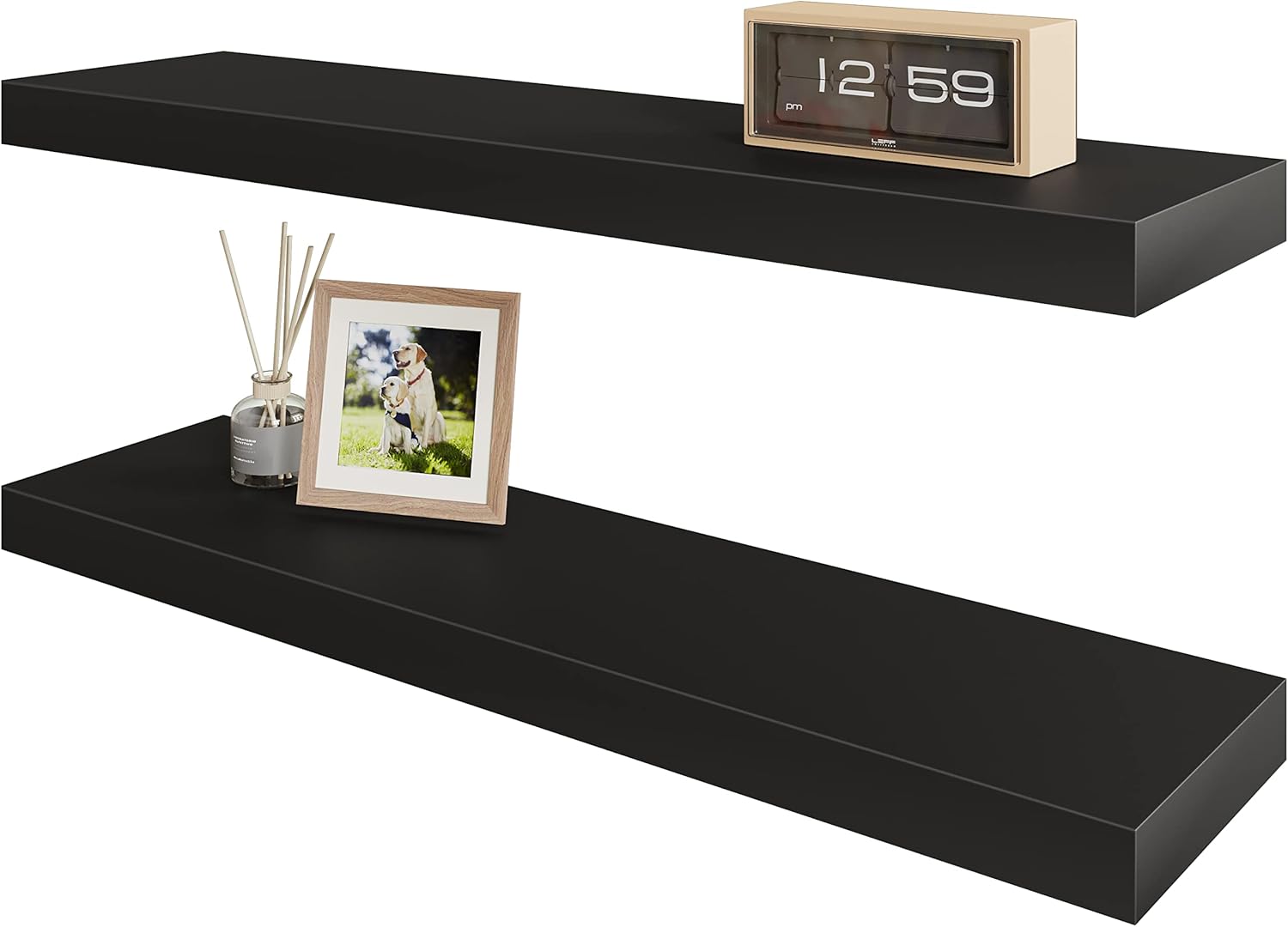BAMEOS Floating Shelf,Wall Shelf,Decor Wall Mounted Shelves,Hanging Shelf Set L2...