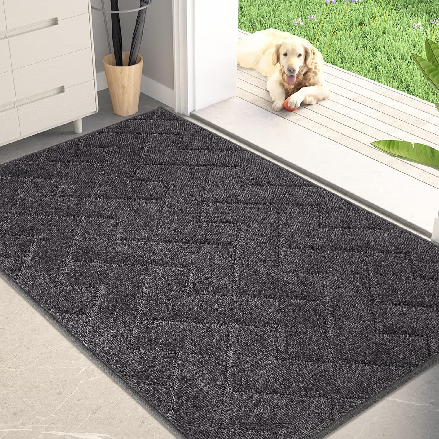 PURRUGS Dirt Trapper Door Mat 32" x 47", Non-Slip Machine Washable Entry Rug, Sh...