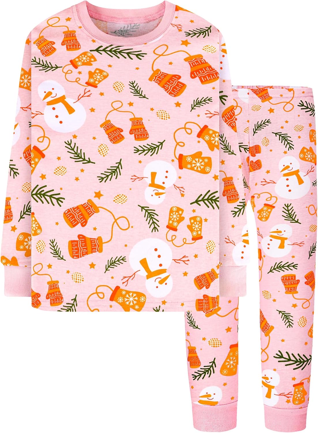 DAUGHTER QUEEN Kids Christmas Pajamas Size 18Months-12Years 5 2pcs-pink-snowman-...