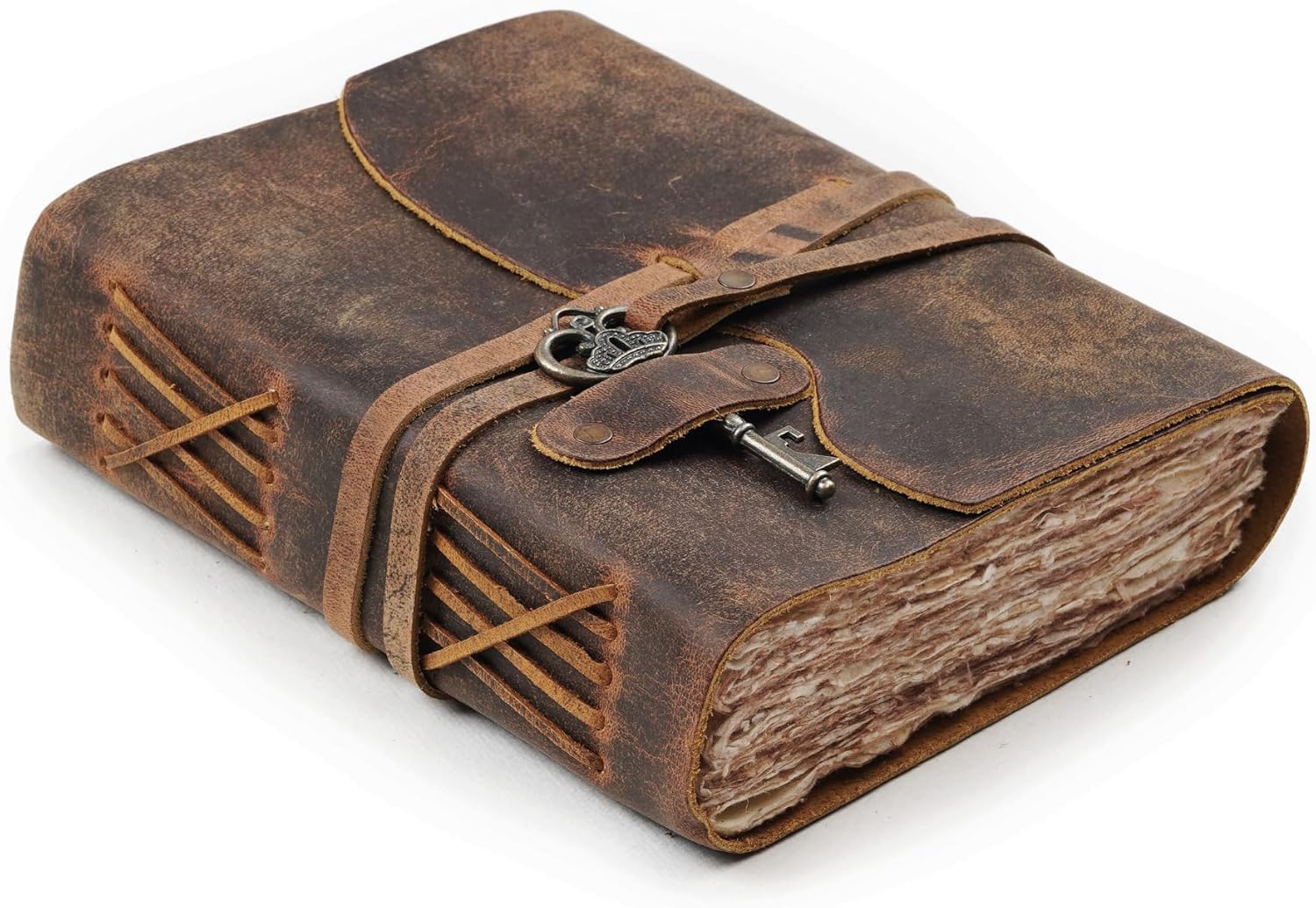 LEATHER VILLAGE Vintage Leather Journal – 200 Handmade Vintage Deckle Edge Paper...