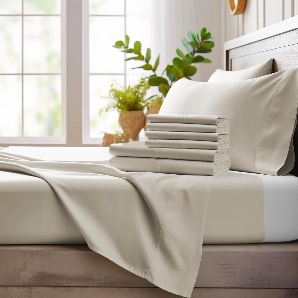 Bamboo Bay 6 Piece King Size Sheets Set - 100% Viscose Made from Bamboo Sheets K...