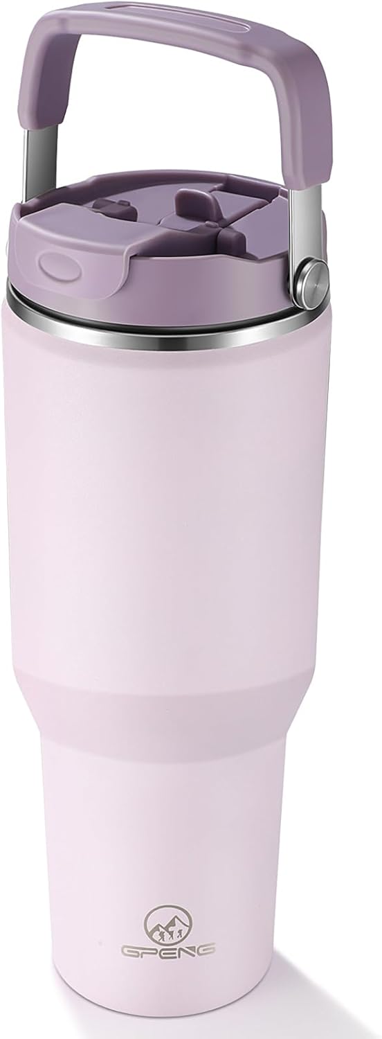 Gpeng 40 oz Tumbler with Handle, Water Bottles with Straw Lid, Insulated Stainle...