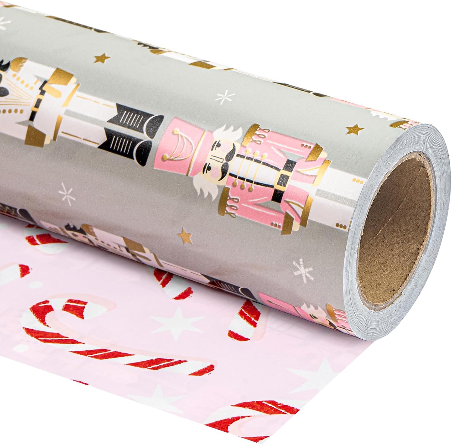 WRAPAHOLIC Reversible Christmas Wrapping Paper - Mini Roll - 17 Inch X 33 Feet -...