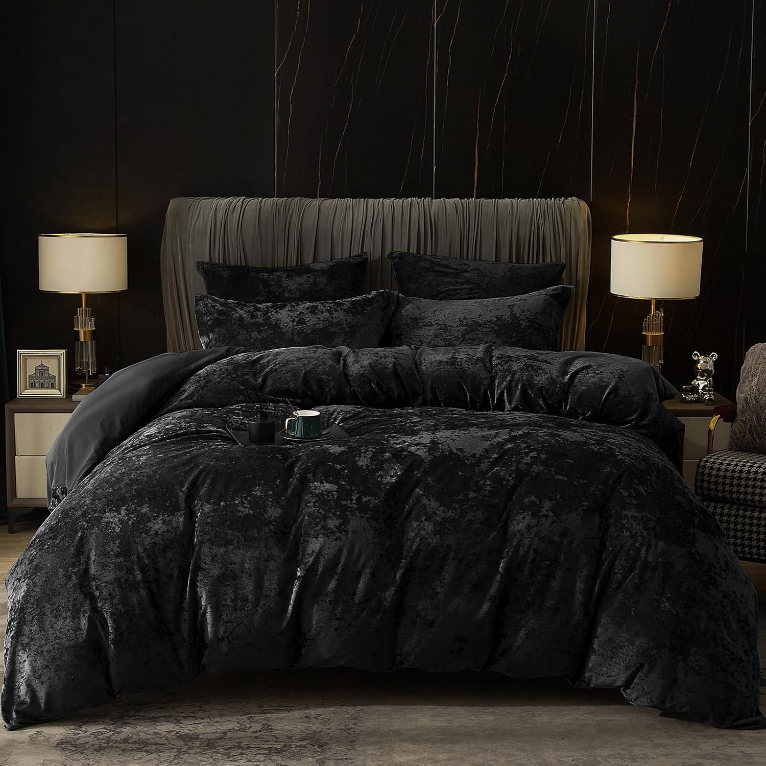 PHF Truly Velvet Duvet Cover Set King Size, 3pcs Ultra Soft Breathable Comforter...