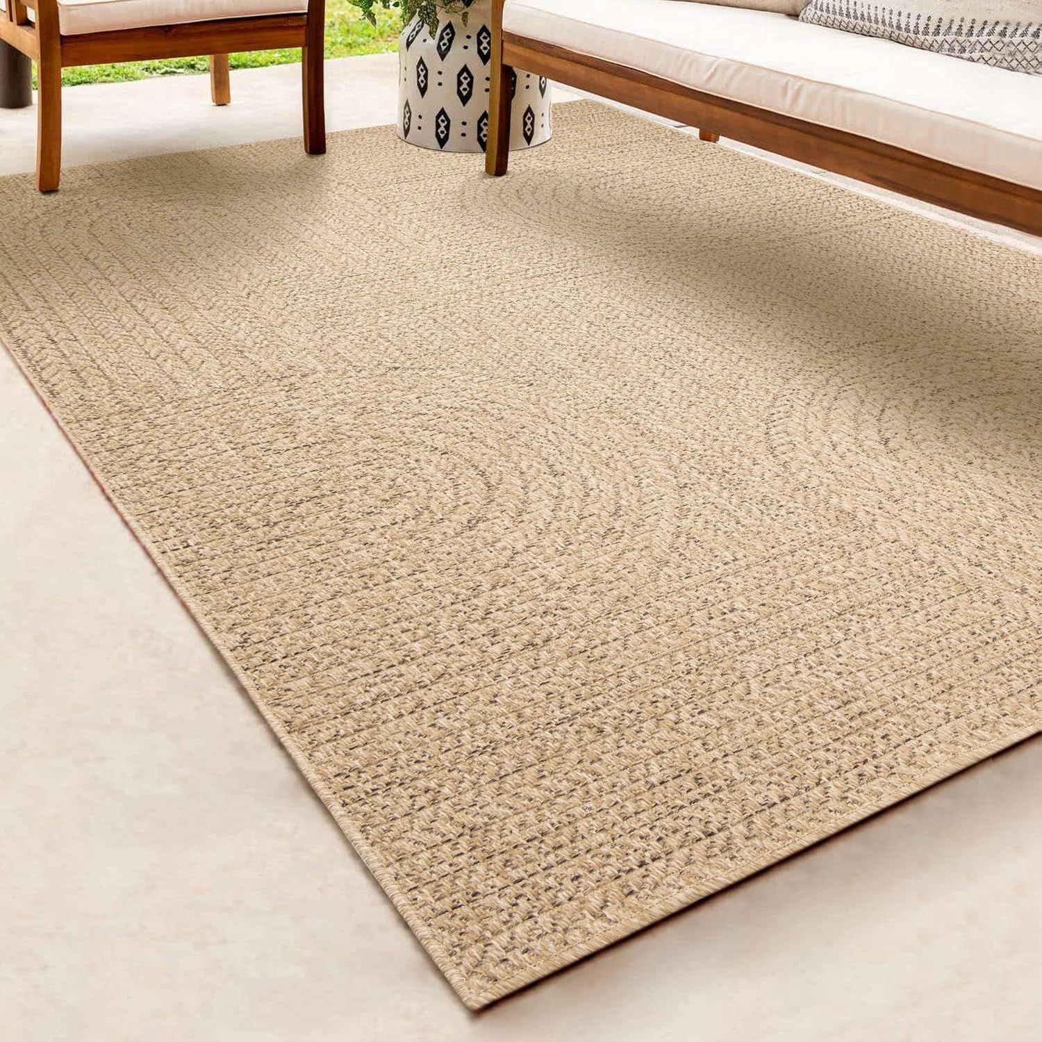 the carpet Kansas - robust indoor and outdoor carpet in natural jute look, weath...